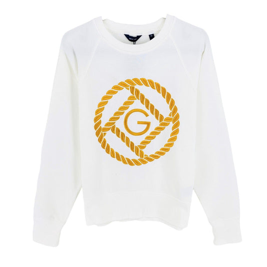 GANT White Rope Icon Crew Neck Pull Pull Taille XS