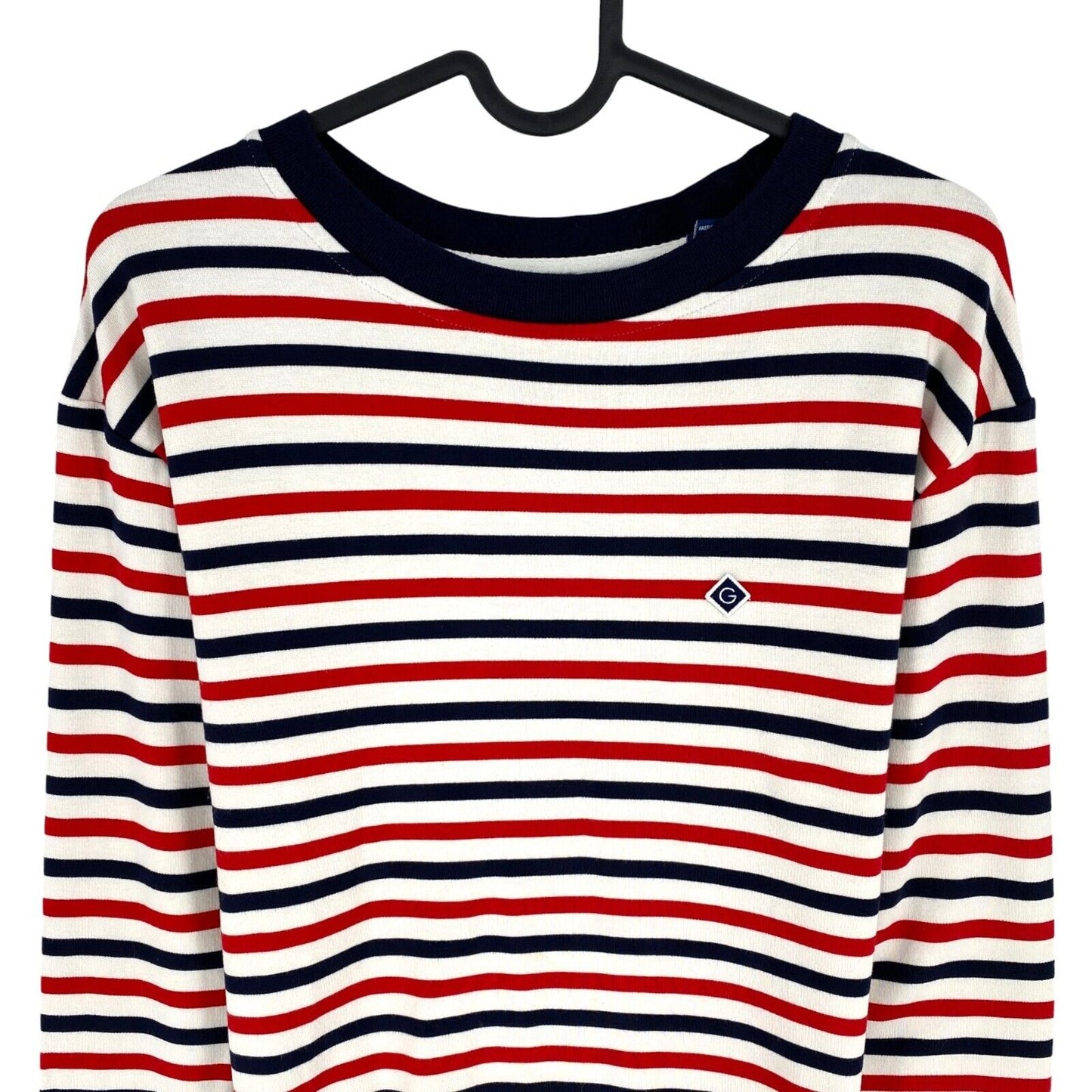 GANT Women Red Icon G Stripe Crew Neck Long Sleeves T Shirt Size M