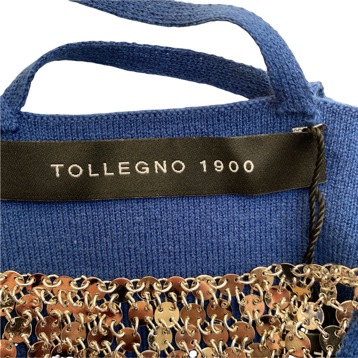 TOLLEGNO 1900 Blue V Neck Tank Top Size IT 46 48  EU 42 44 UK 14 16 US 12 14