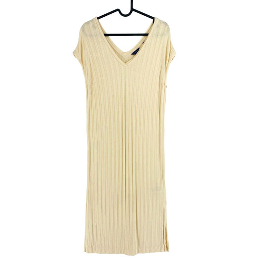 GANT Women Beige Linen Rib Sleeveless V Neck Dress Size XS