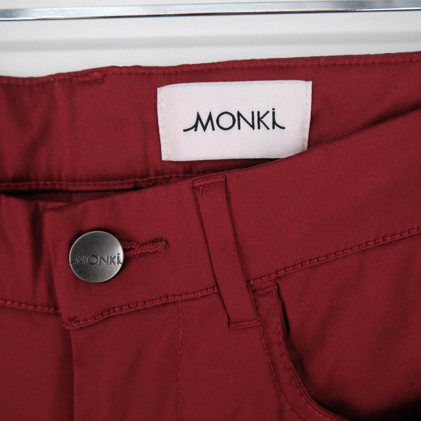 MONKI Women Red Skinny Fit Jeggings Trousers Size XS