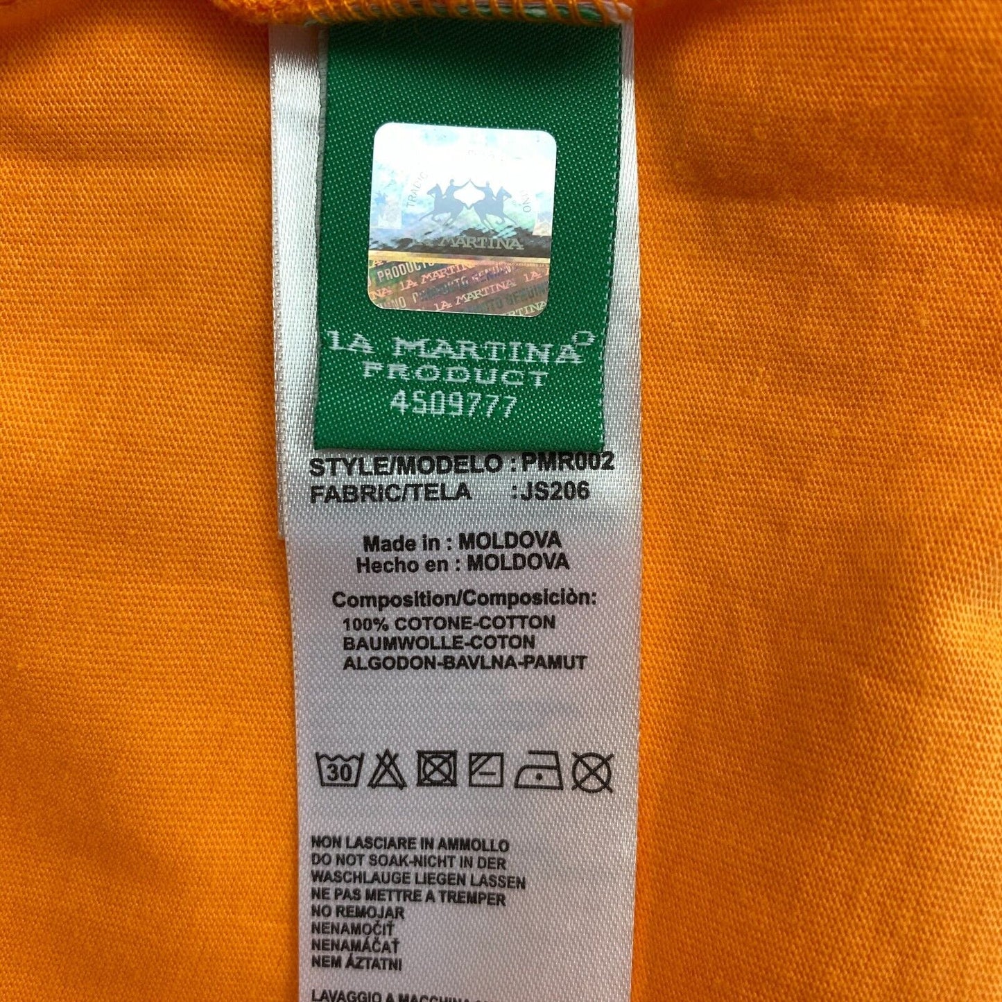 LA MARTINA Orange Jersey Crew Neck T-Shirt Size XL