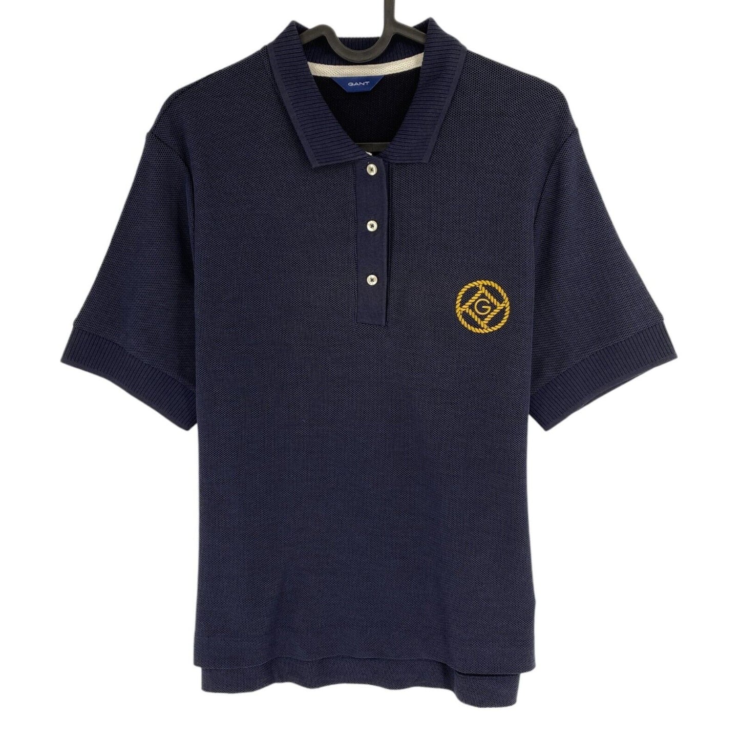 GANT Women Navy Blue Rope Icon Pique Polo Shirt Size L