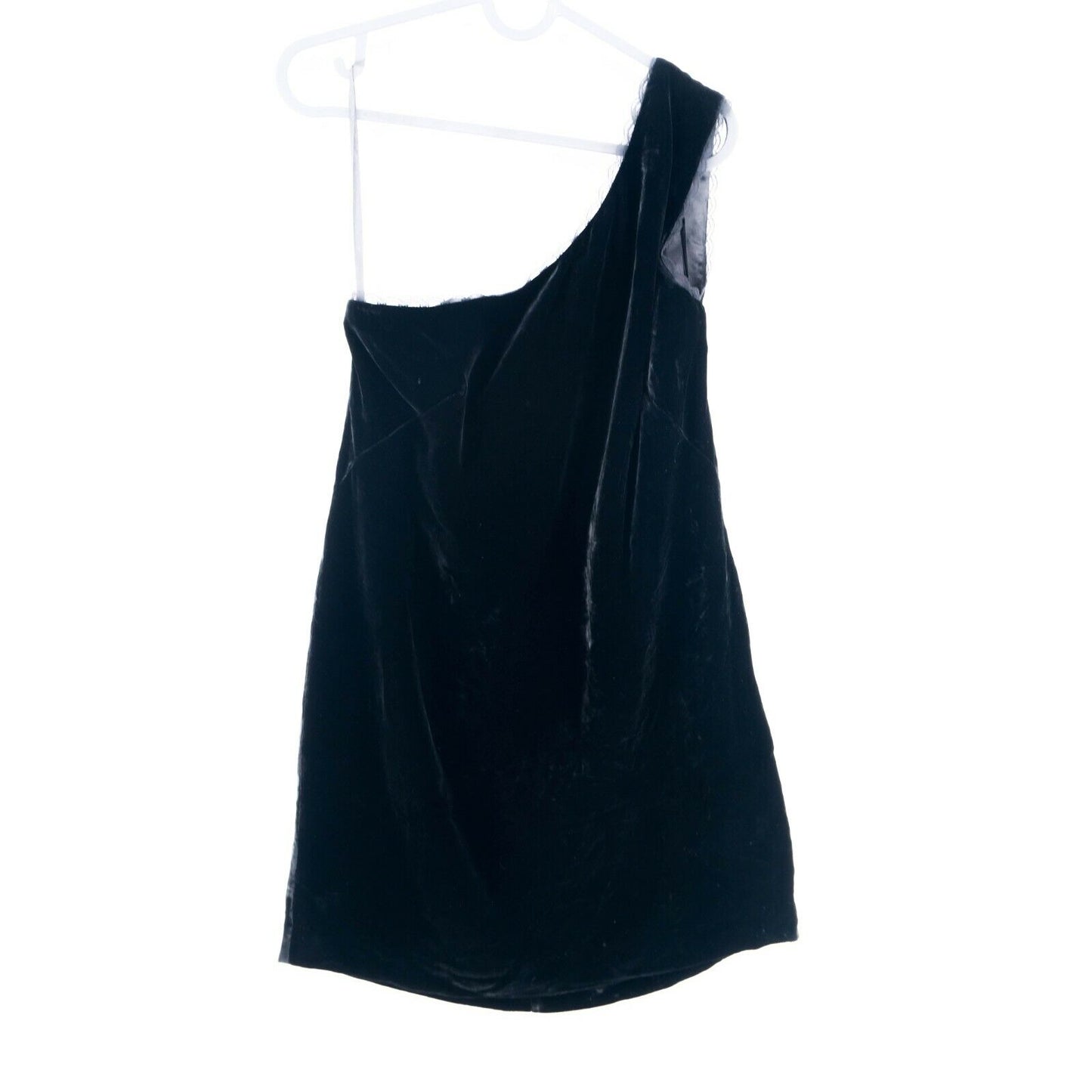 RRP €175 FRENCH CONNECTION Black Velvet One Shoulder Dress Size 12 - M