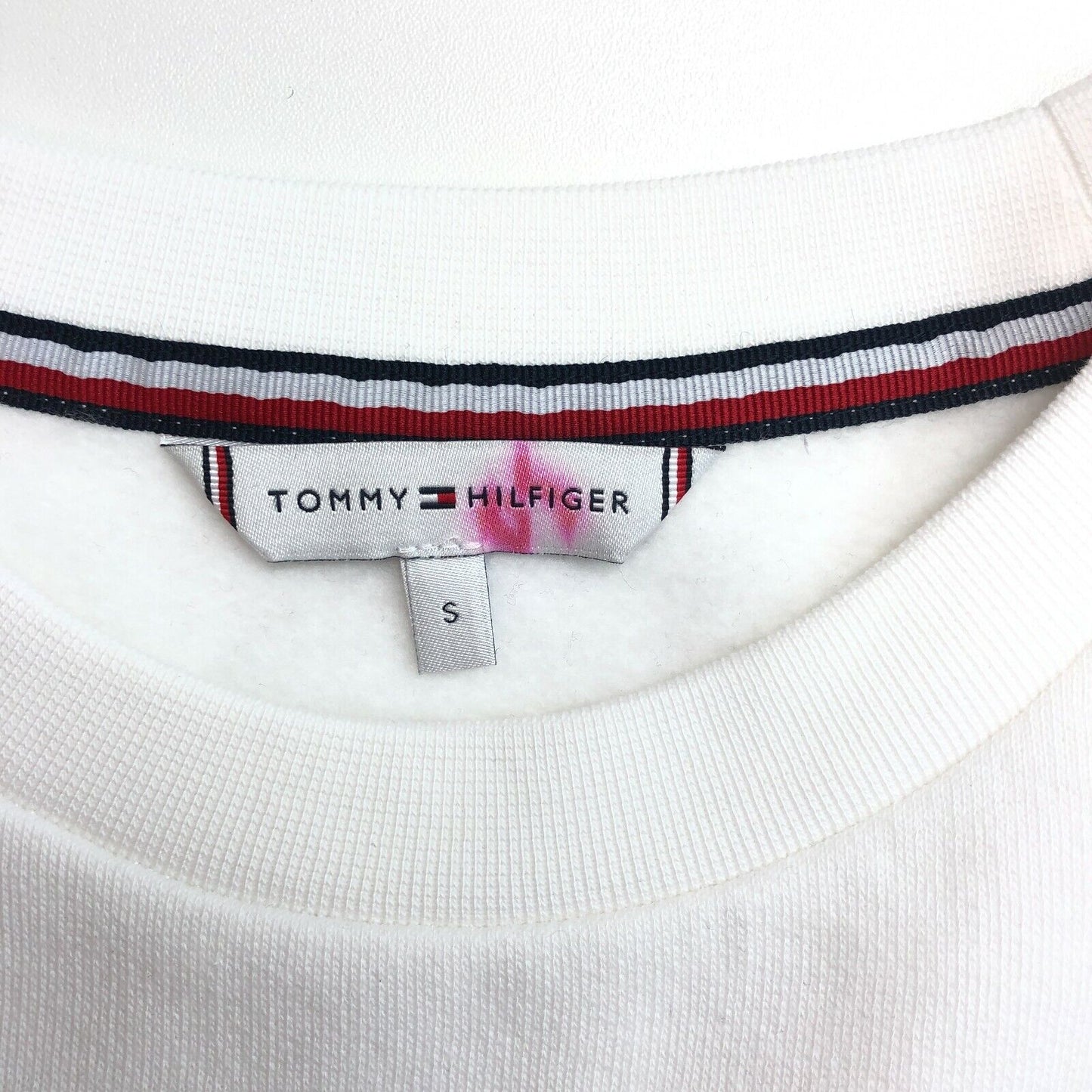 TOMMY HILFIGER White Crew Neck Sweatshirt Jumper Size S