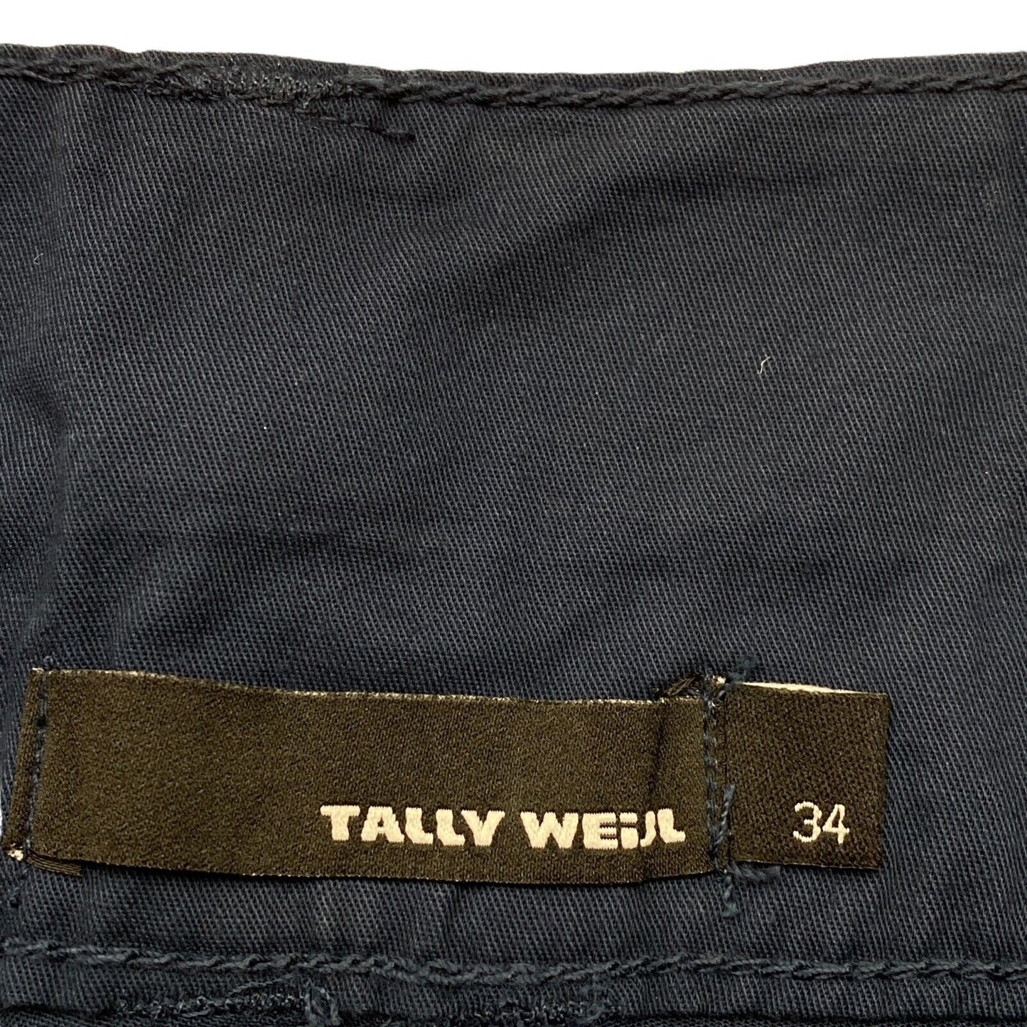 TALLY WEiJL Pantalon 100% Coton Bleu Marine Taille 34 W26 L32 38 W29 L32