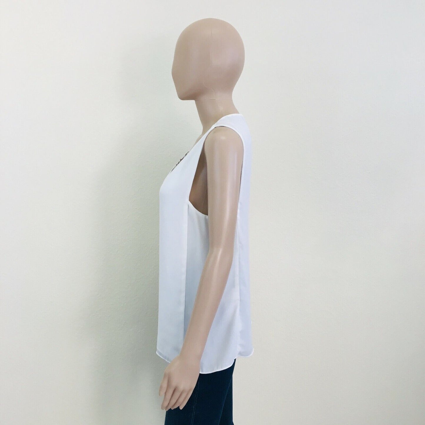 ZARA White Sleeveless T Shirt Top Blouse Size M