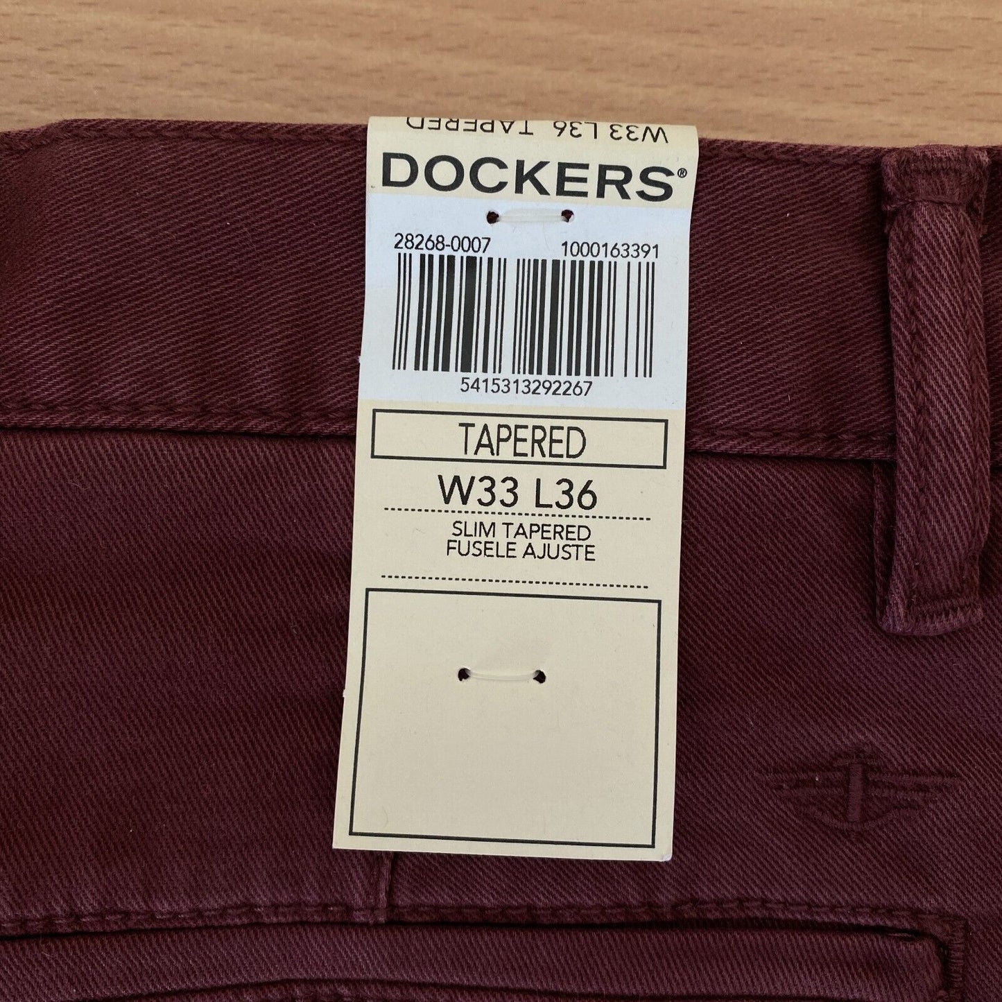 DOCKERS The Broken In Bordeaux Dark Red Slim Tapered Fit Pants Trousers W33 L36