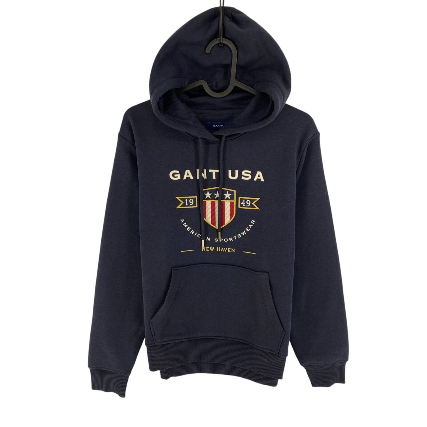 GANT Women Navy Blue Banner Shield Hoodie Sweater Jumper Size M