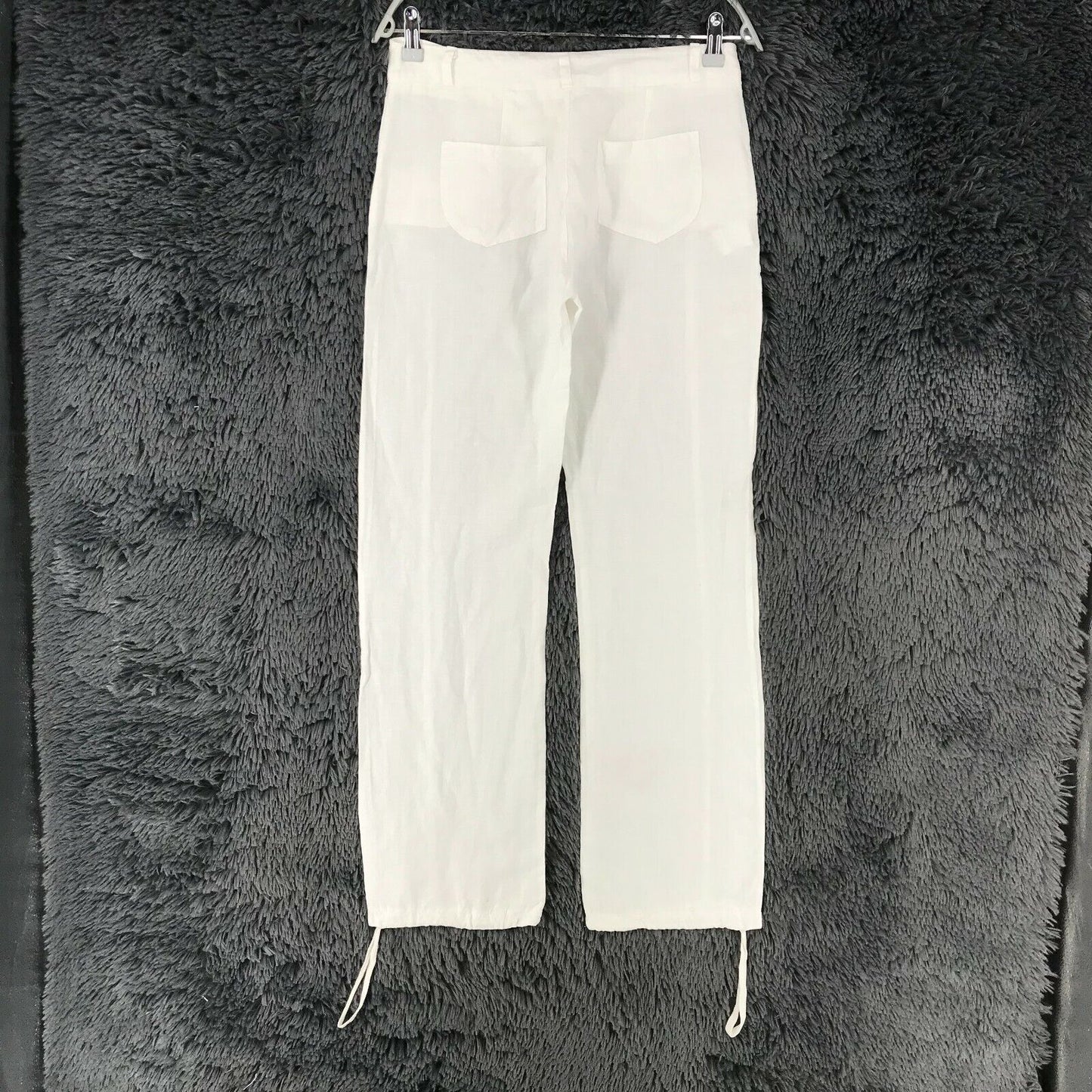 TWINTIP Women White Loose Straight Fit Linen Trousers Size XS W29 Made In Italy