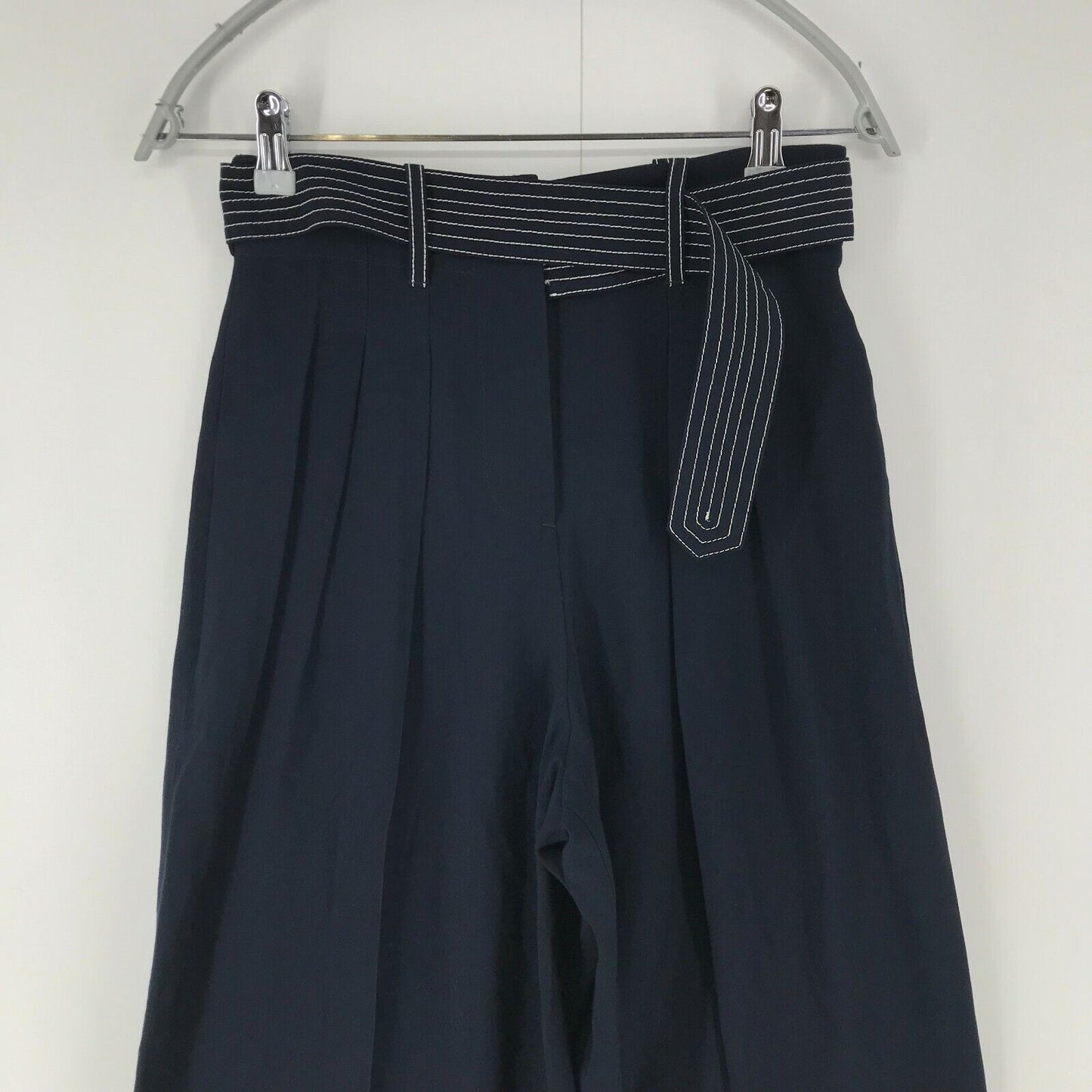 Tommy Hilfiger Collection Women Navy Blue Wide Leg Fit Trousers Size 4 W26