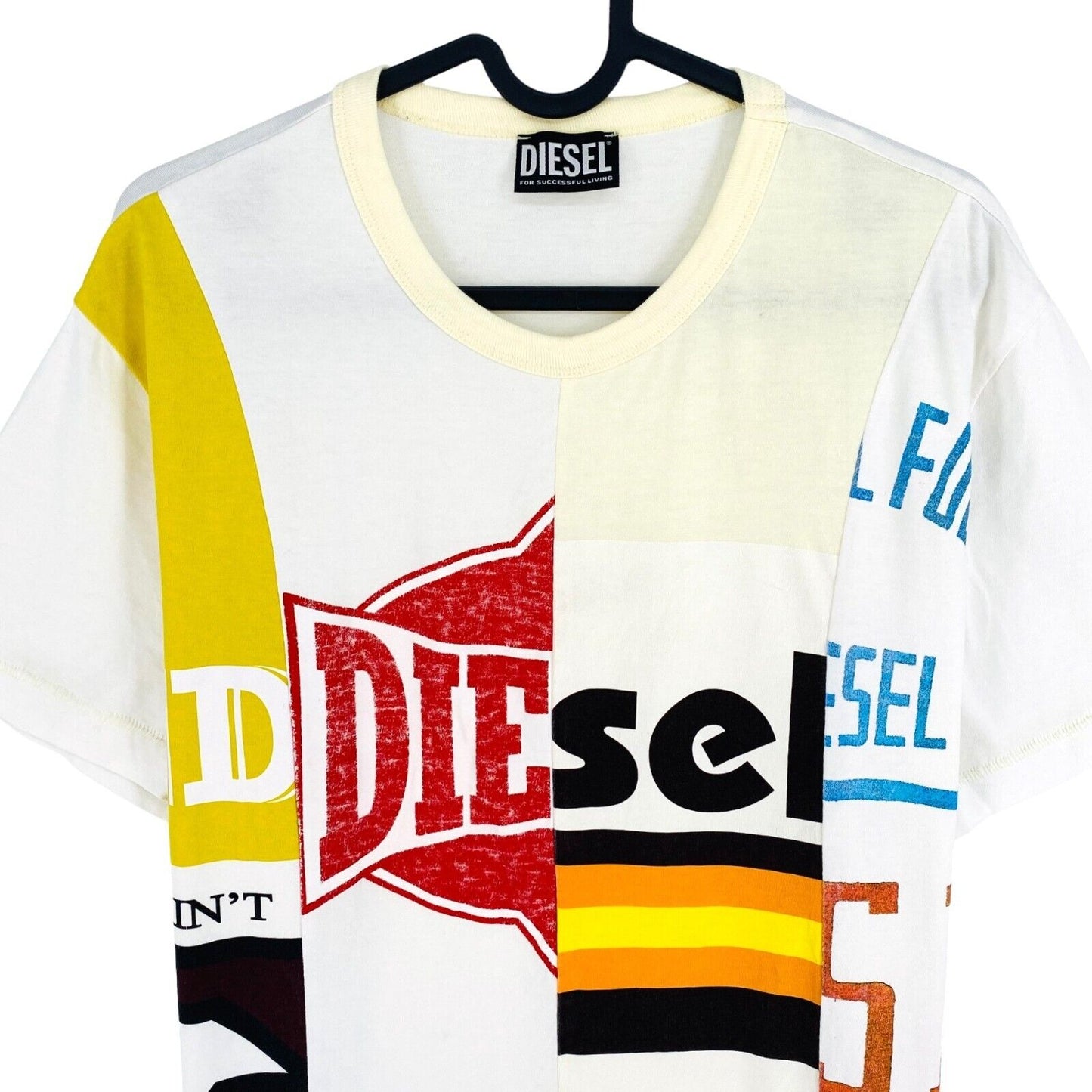 DIESEL Men White T-DIEGE Crew Neck Short Sleeve T Shirt Size L