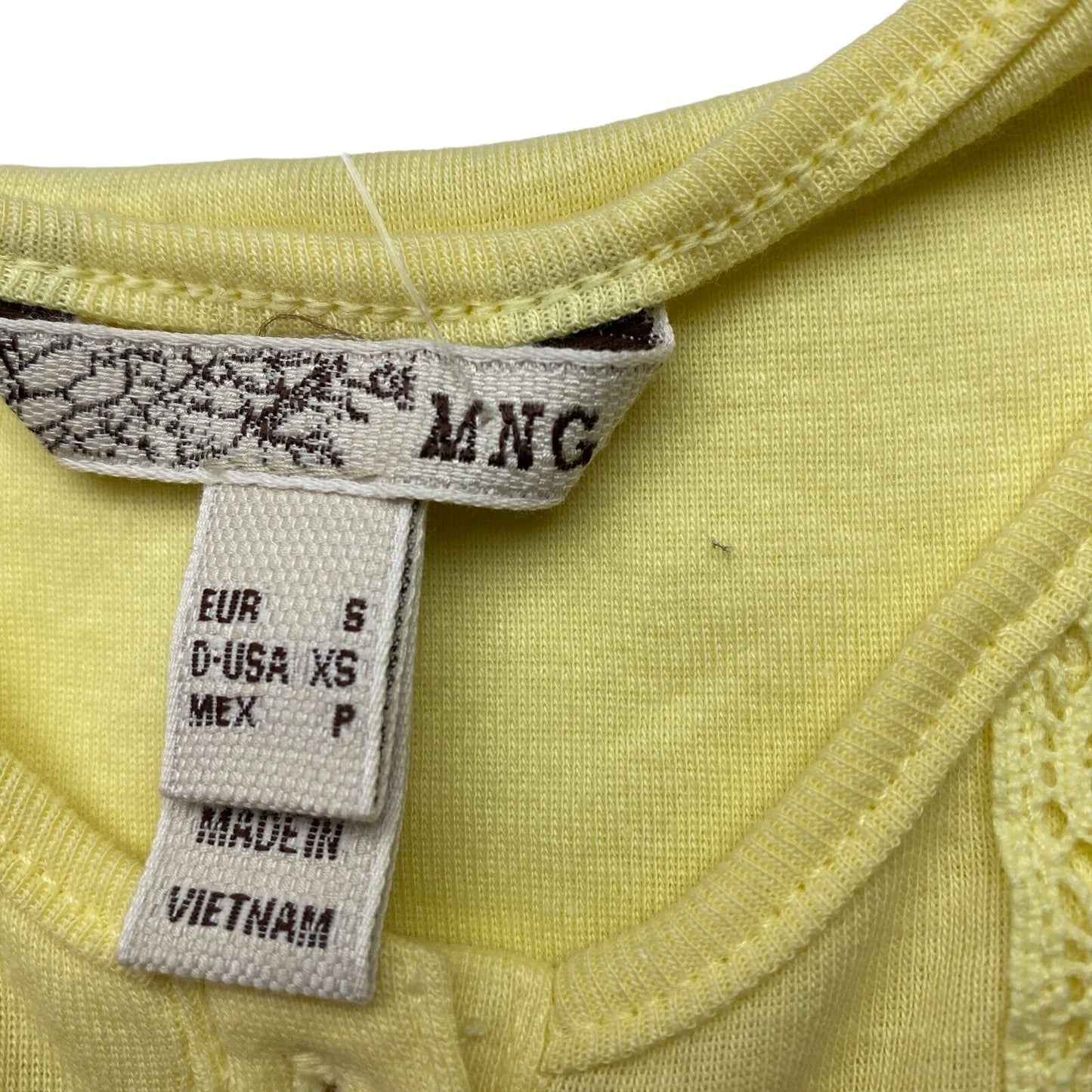 MANGO Yellow 100% Cotton Sleeveless Round Neck Jersey Tank Top Size S