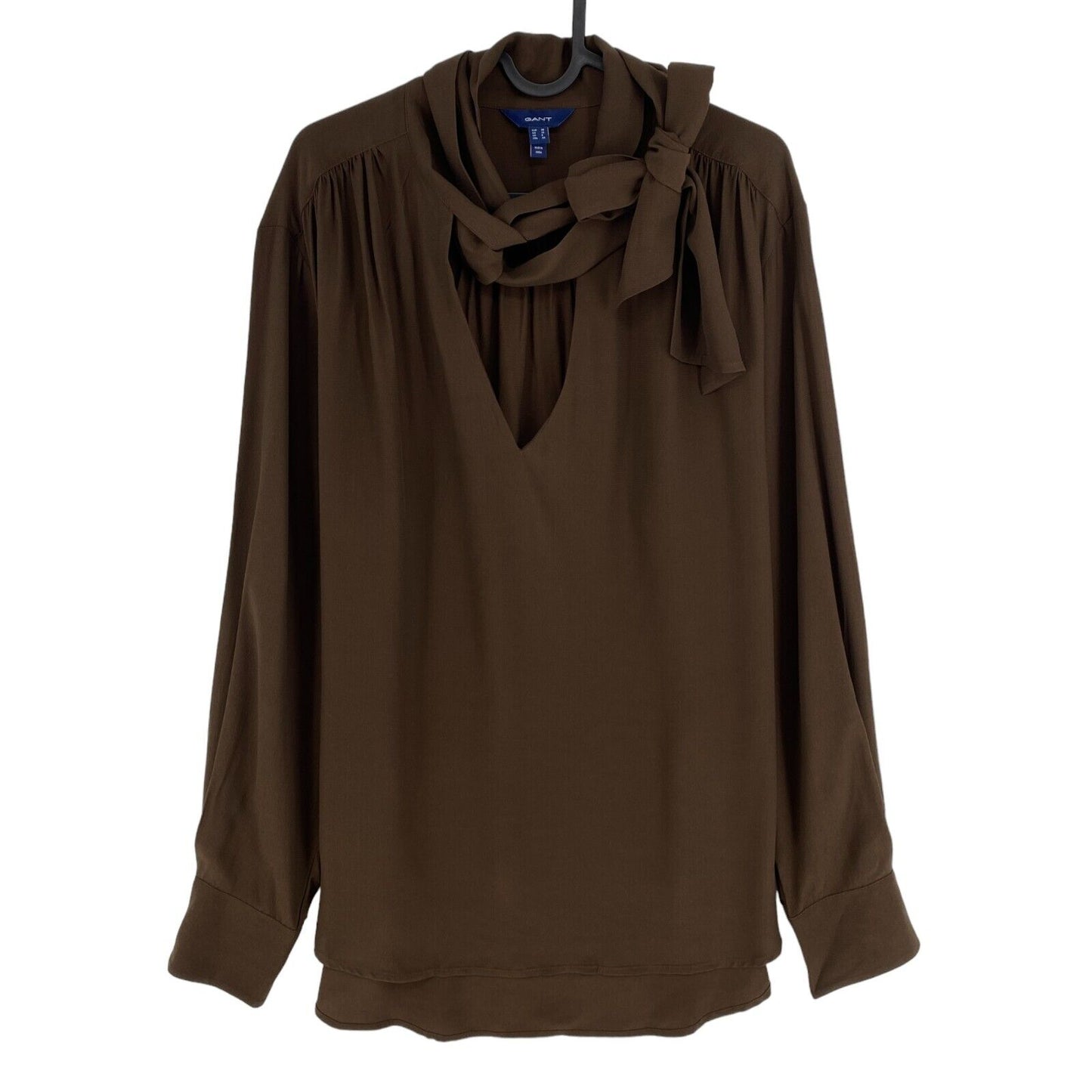 GANT Dark Brown Bow Blouse Size EU 38 UK 10 US 8