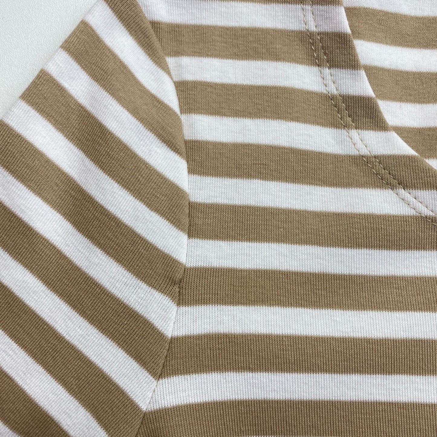 GANT Women Brown Striped 1x1 Rib Crew Neck Short Sleeve T Shirt Size XS