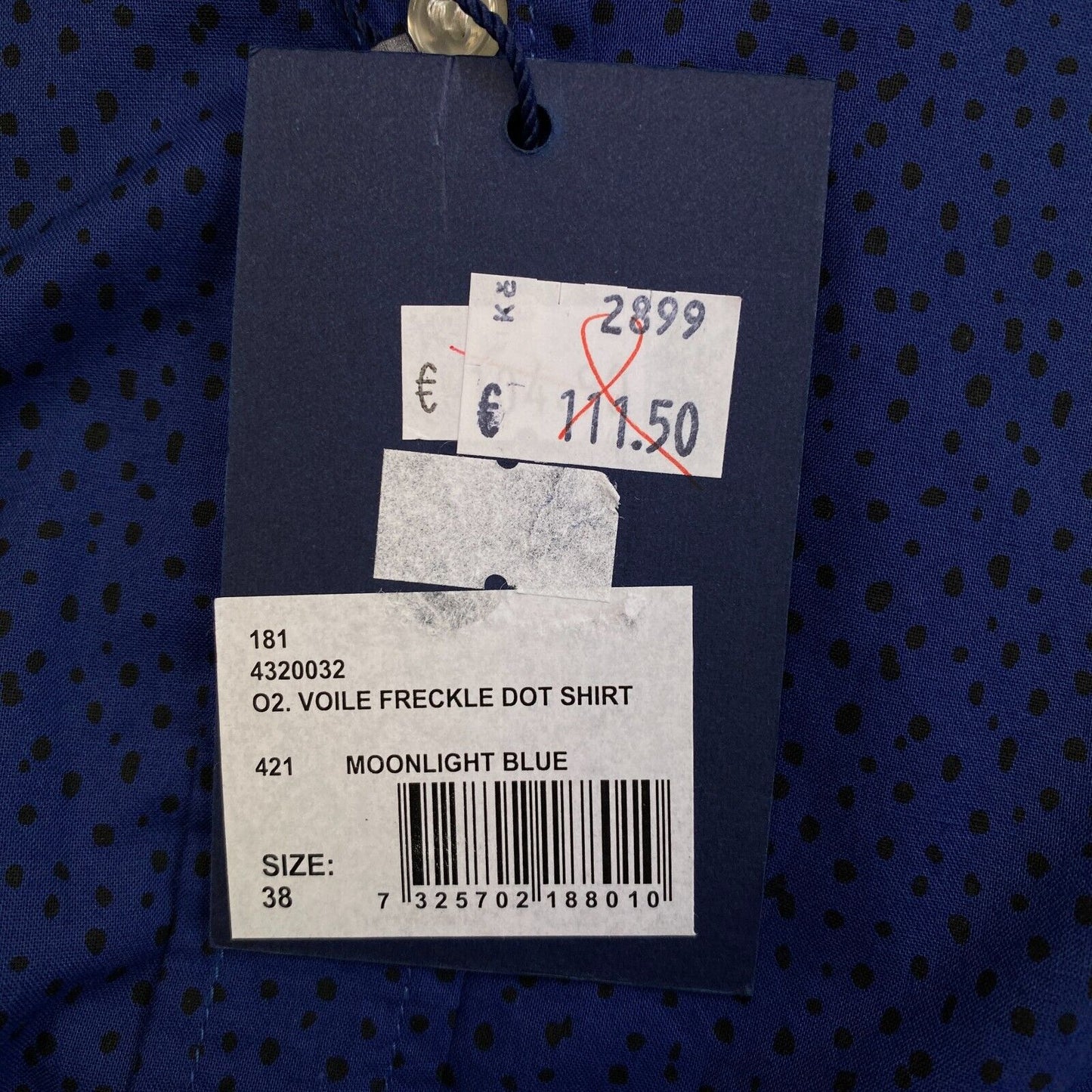 GANT Navy Blue Voile Freckle Dot Shirt Size EU 38 UK 12 US 8