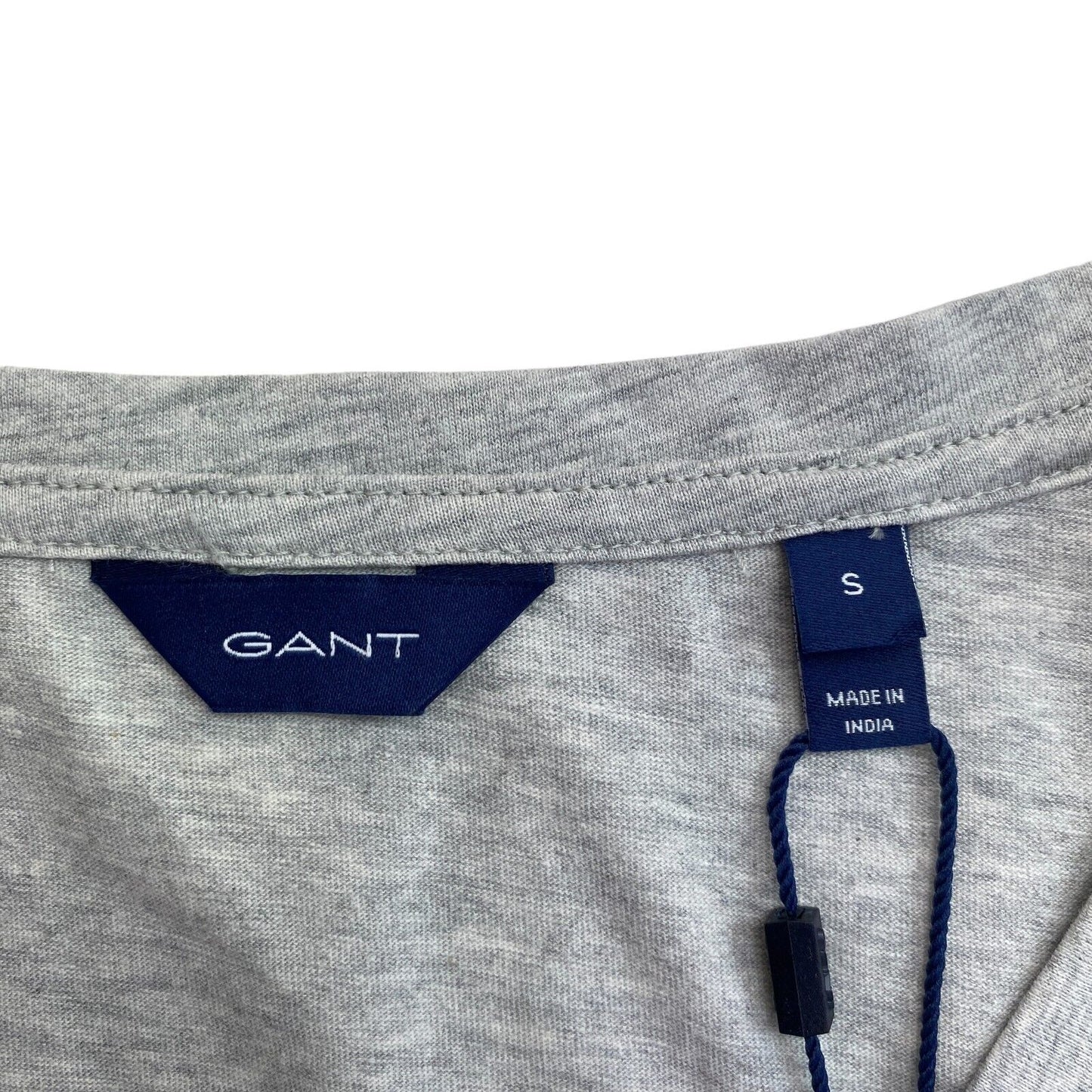 GANT Graues Original T-Shirt mit V-Ausschnitt, Größe S