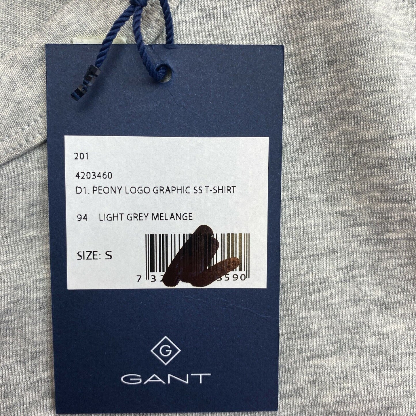 GANT Gris Pivoine Logo Graphique Crew Neck T-Shirt Top Taille S