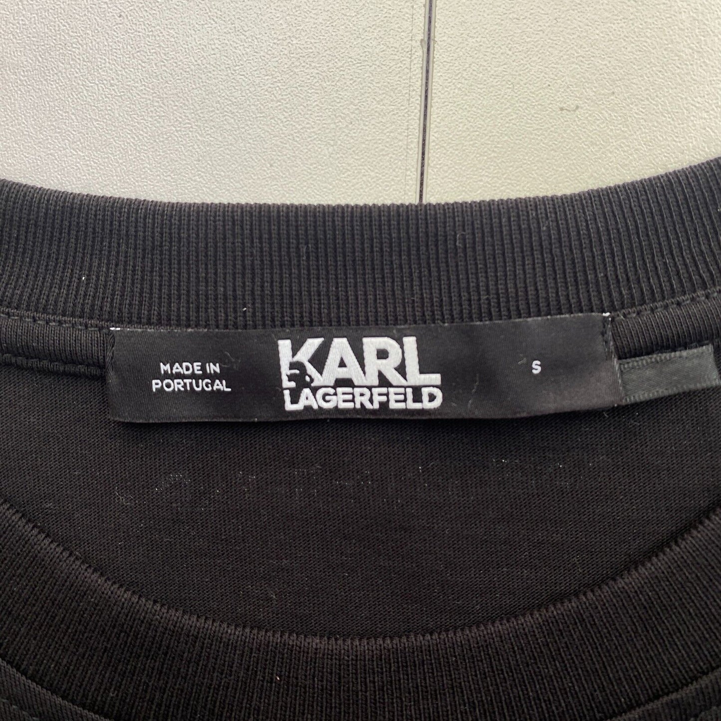 KARL LAGERFELD Unisex Black KL Pocket Crew Neck T Shirt Size S