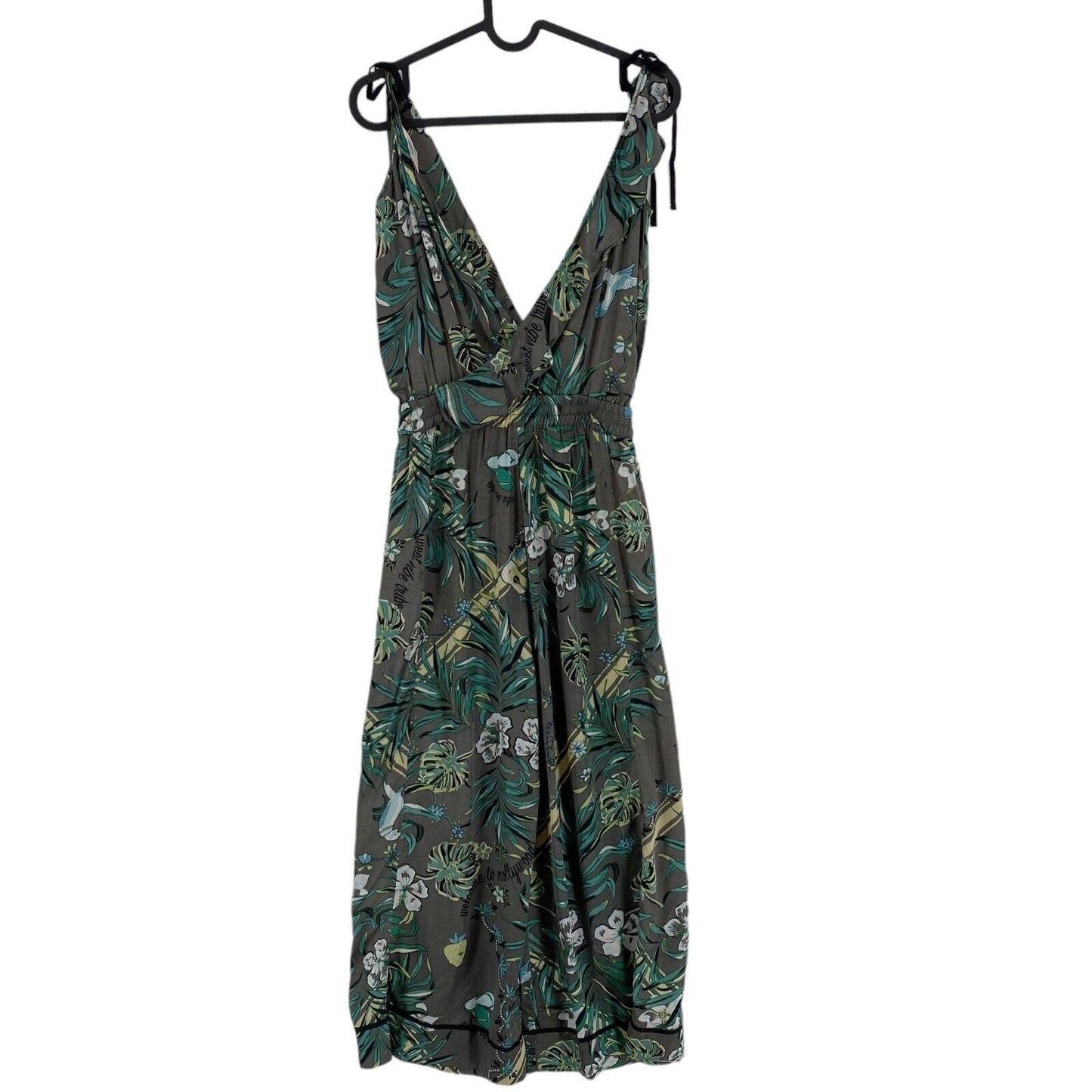 ODD MOLLY Women Grey Floral Passionista Wide Leg Jumpsuit Playsuit Size 0 / XS