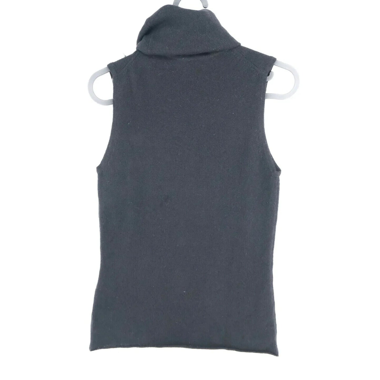 LANEROSSI Black 100% Cashmere Roll Neck Vest Sleeveless Top Size 2 - M