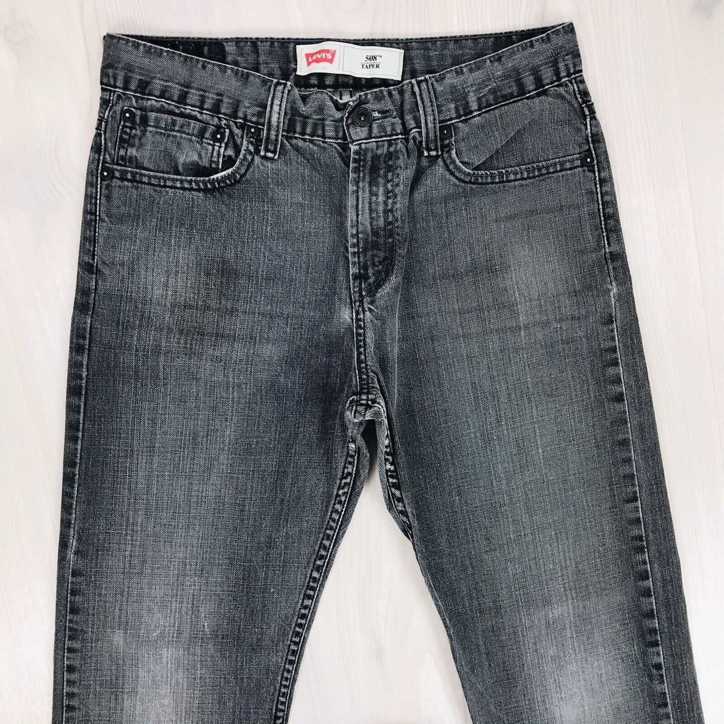 Vintage Levi's 508 Boys Dark Grey Taper Fit Jeans 18 Reg / W29 L29