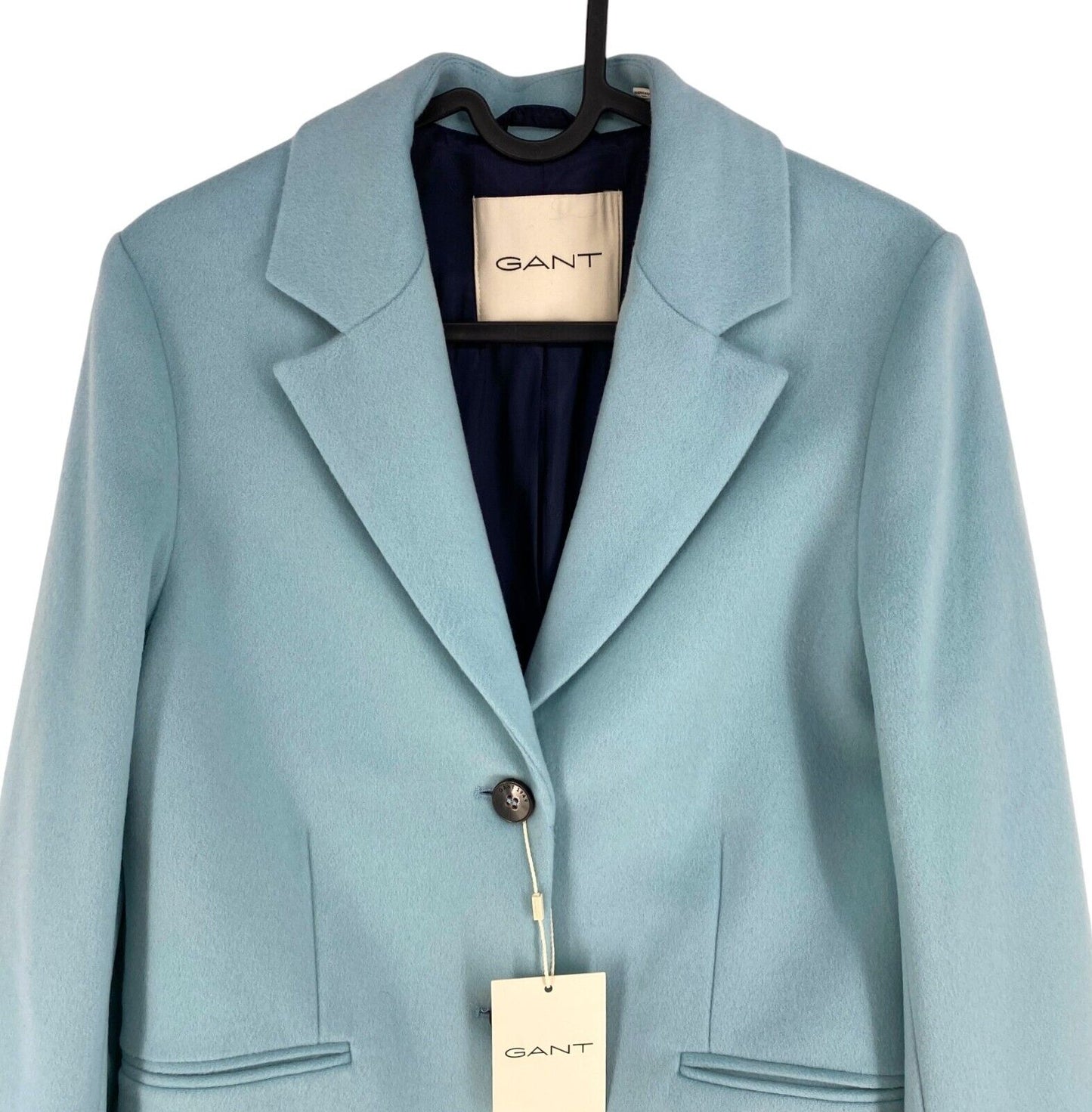 GANT Women Blue Wool Blend Tailored Coat Jacket Size XS