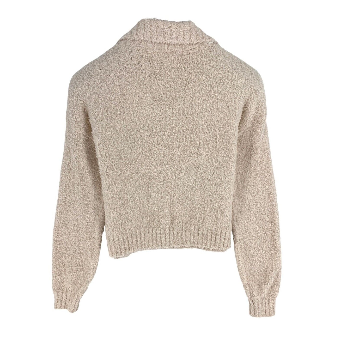 HOLLISTER Women Beige Soft High Zip Neck Sweater Jumper Size M