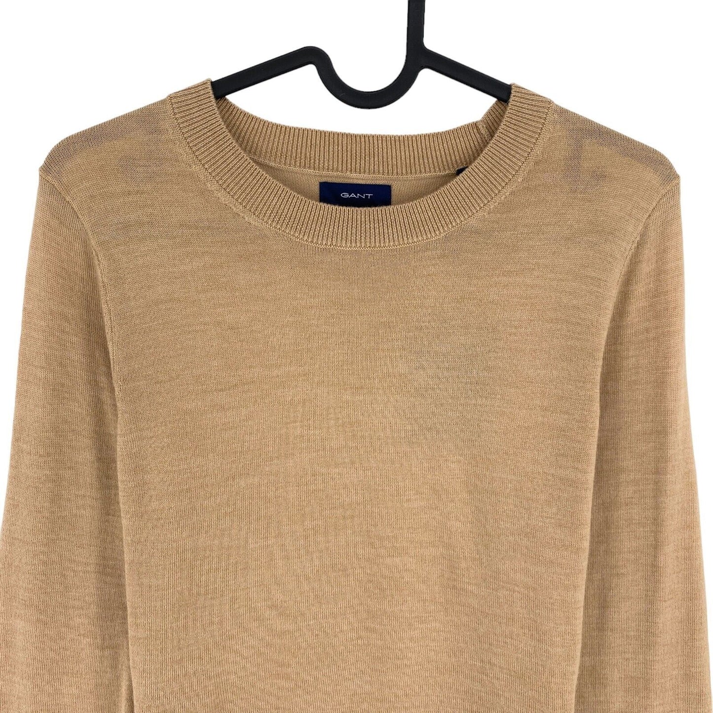 GANT Brauner Pullover mit Rundhalsausschnitt, 100 % Wolle, Größe XS