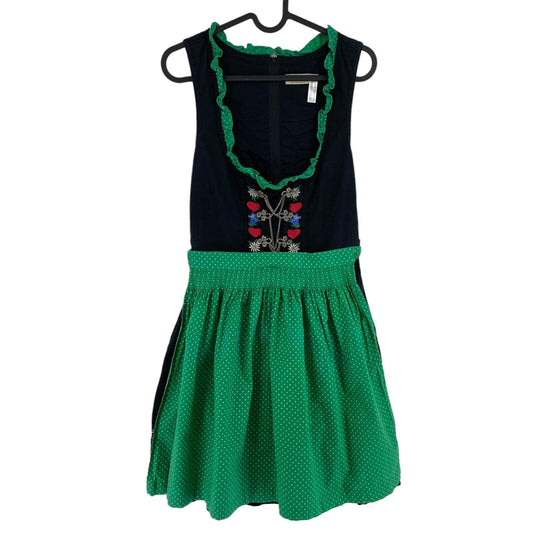 LANDHAUS Tyrol Dirndl Oktoberfest Black Green Dress Size EU 34 UK 6 US 4