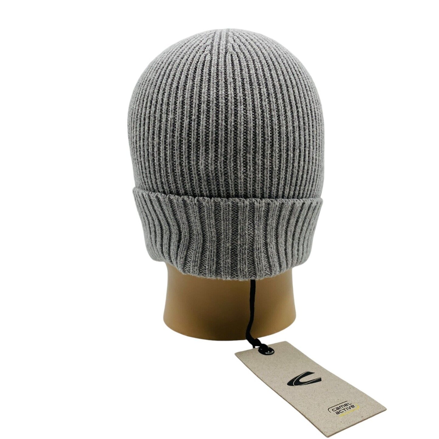 Camel Active Mens Grey Cotton Cashmere Blend Beanie Winter Hat One Size