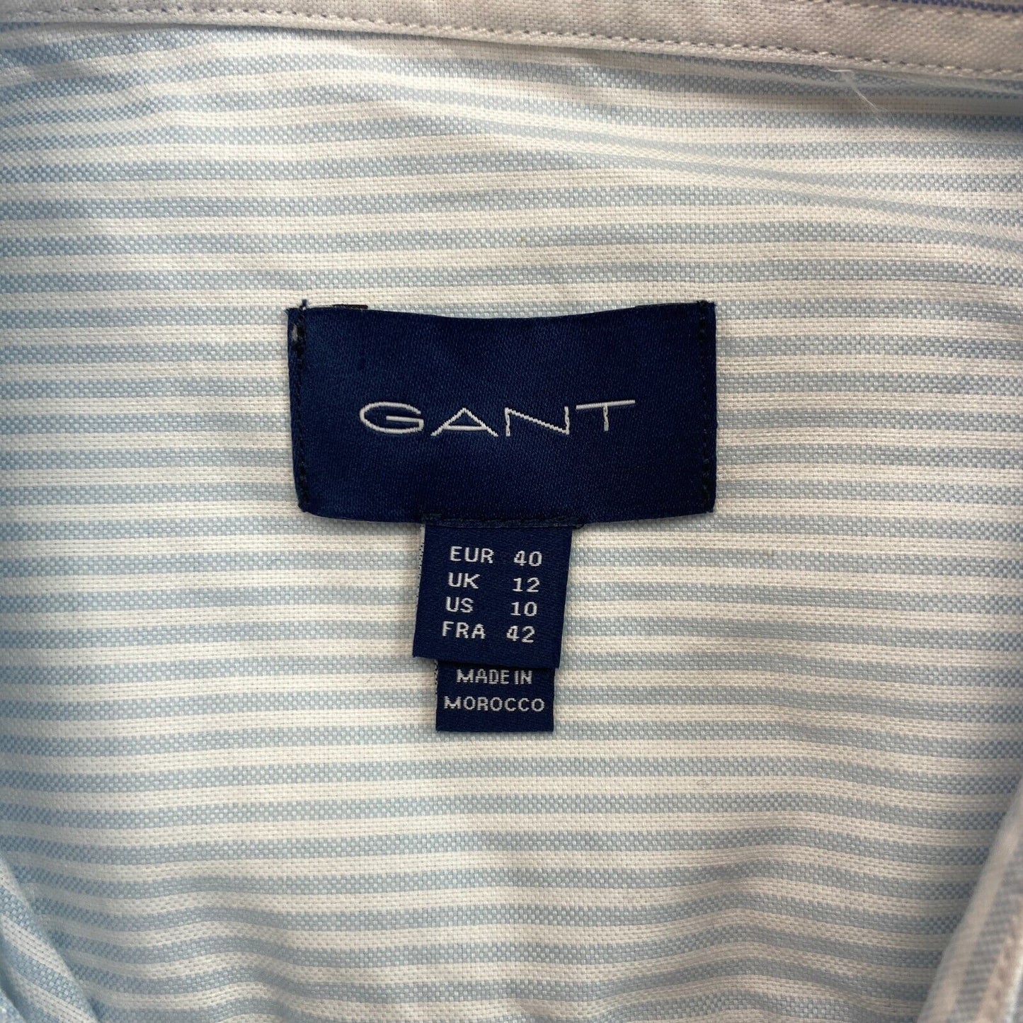 GANT Blaues Stretch-Oxford-Banker-Streifenhemd, Größe EU 40, UK 12, US 10