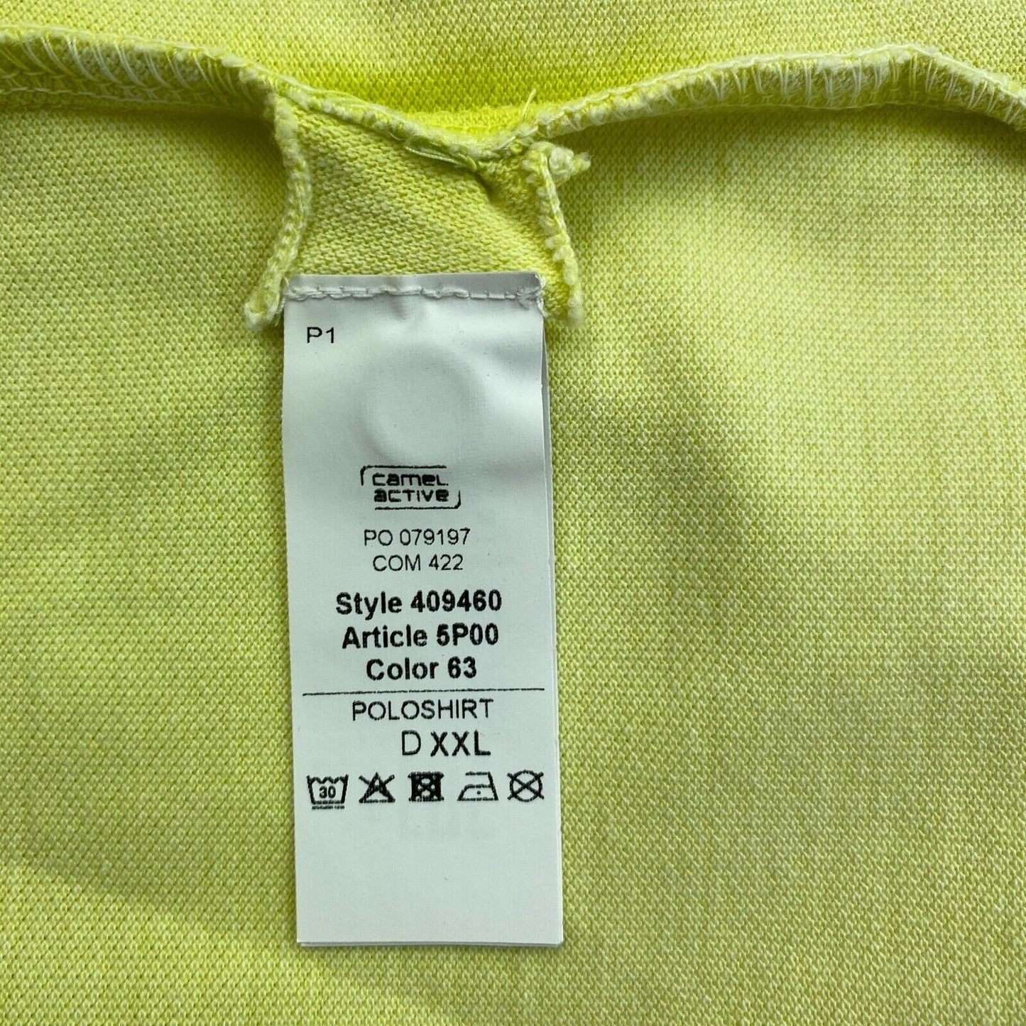 Camel Active Light Yellowish Green Pique Polo Shirt Size 2XL XXL