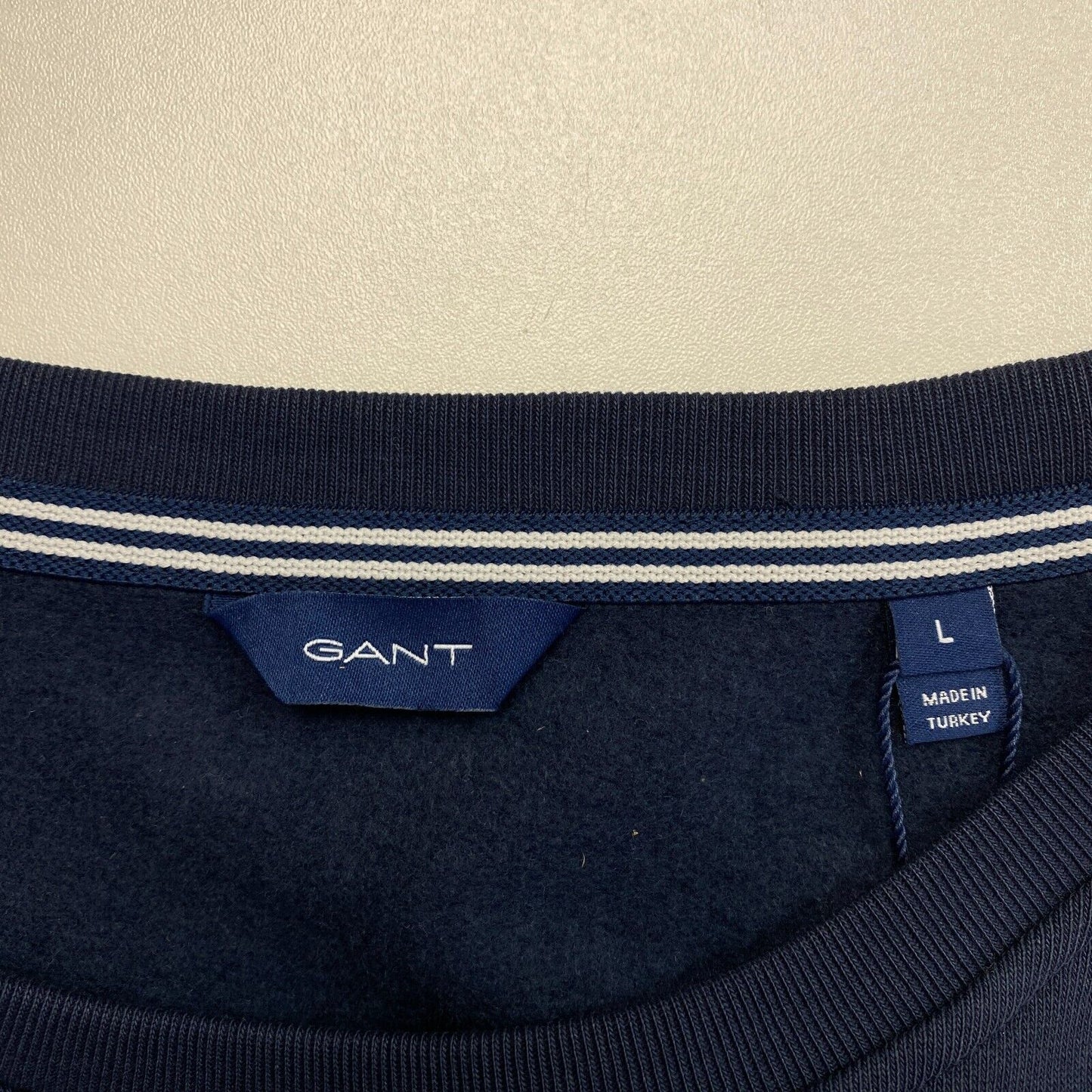 GANT Navy Blue Logo Crew Neck Pullover Sweater Jumper Size L