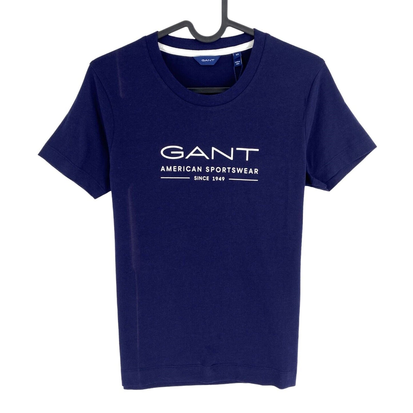 GANT Women Navy Blue MD Summer Logo Crew Neck Short Sleeve T Shirt Size XS