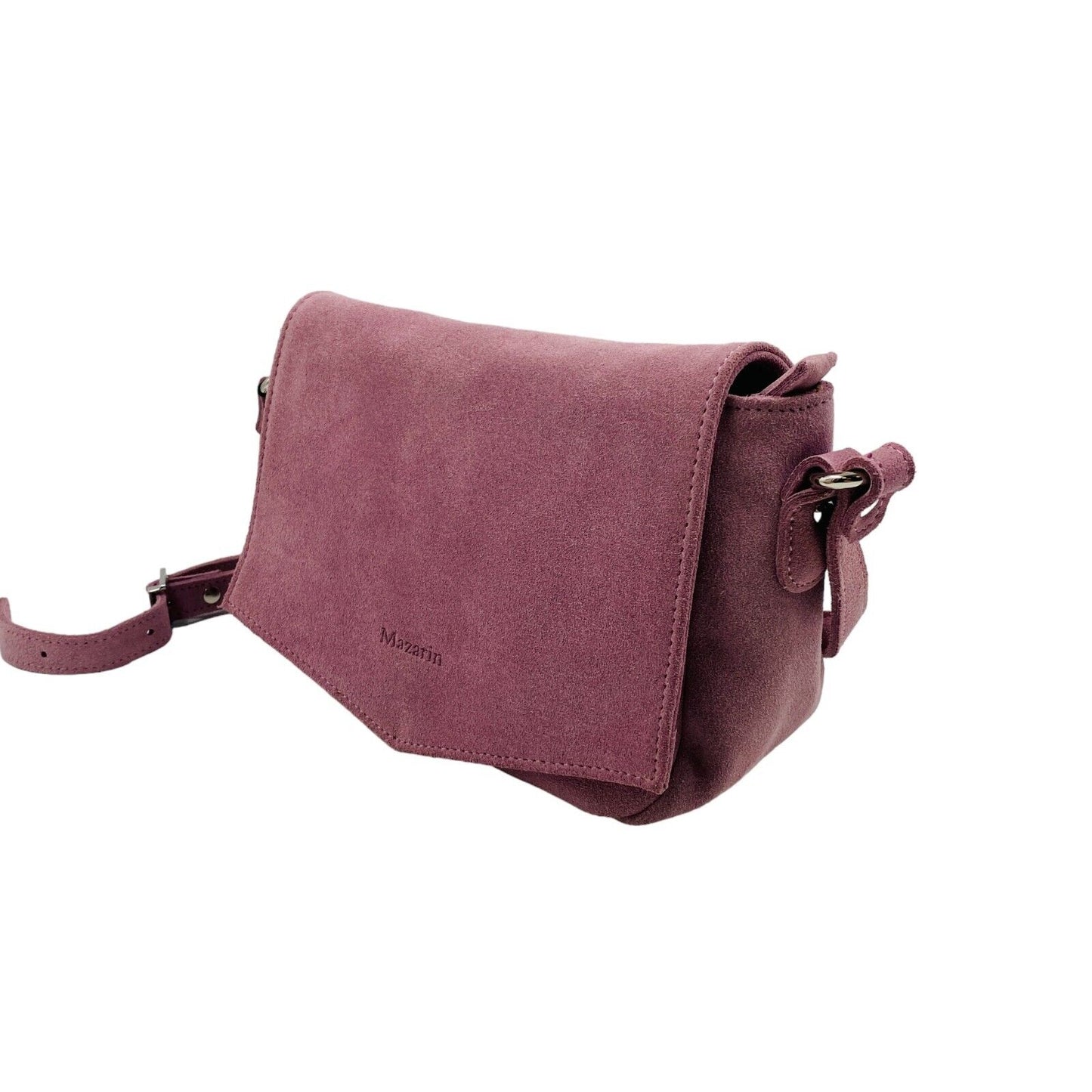 MAZARIN Dark Pink Suede Leather Handbag Shoulder Bag