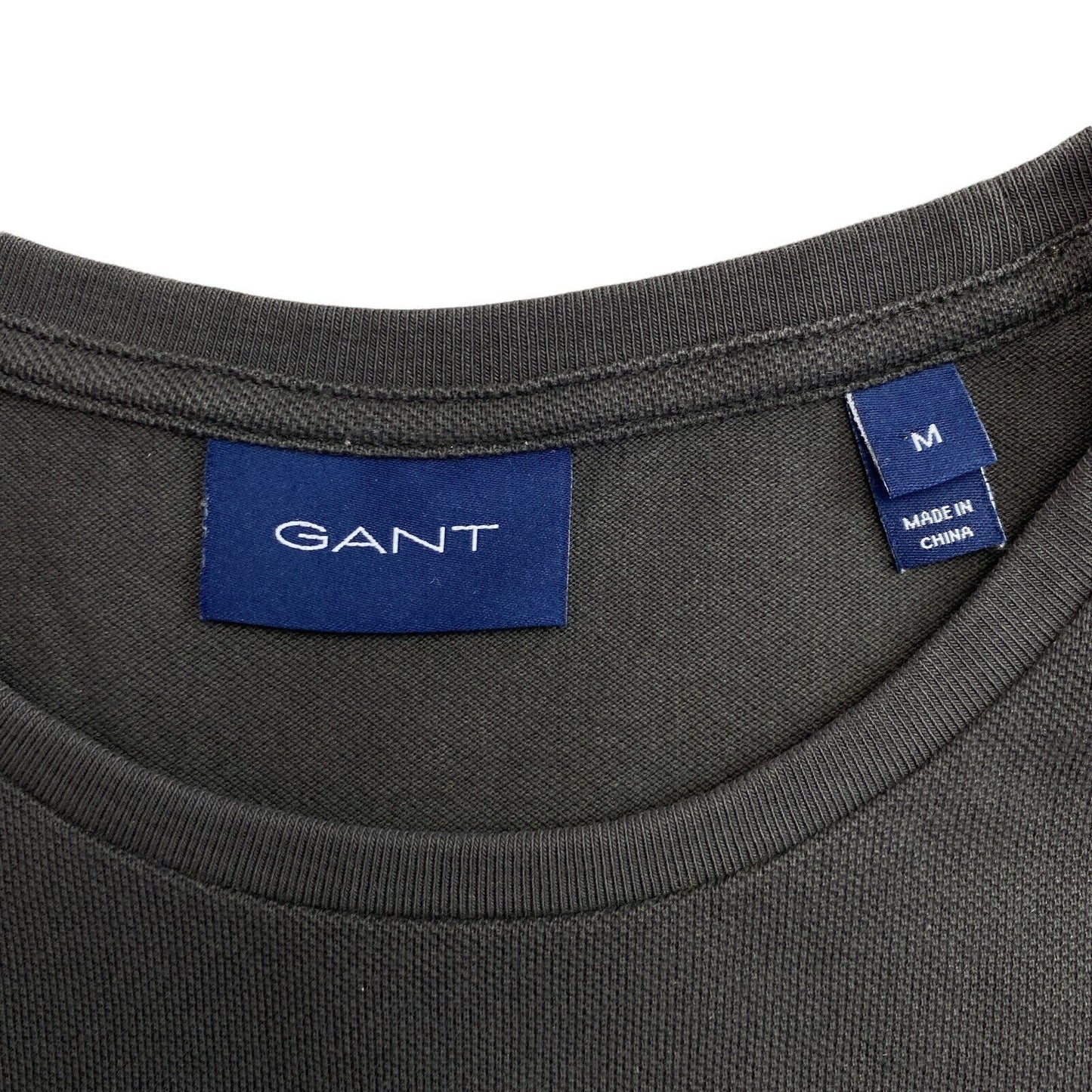 GANT Dark Grey Slim Pique Crew Neck T Shirt Size M