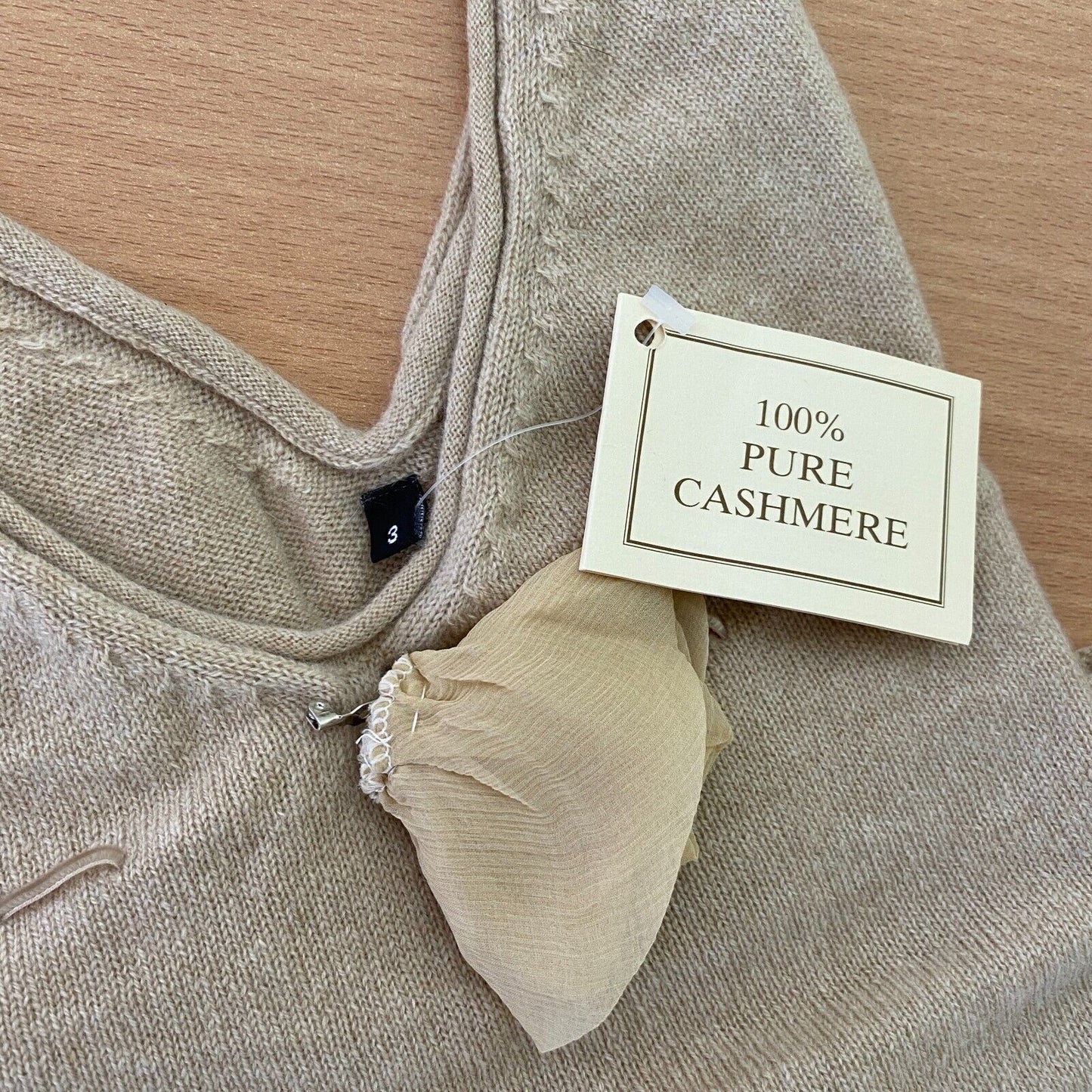 LANEROSSI Light Brown 100% Cashmere V Neck Tank Top Size 3 - L