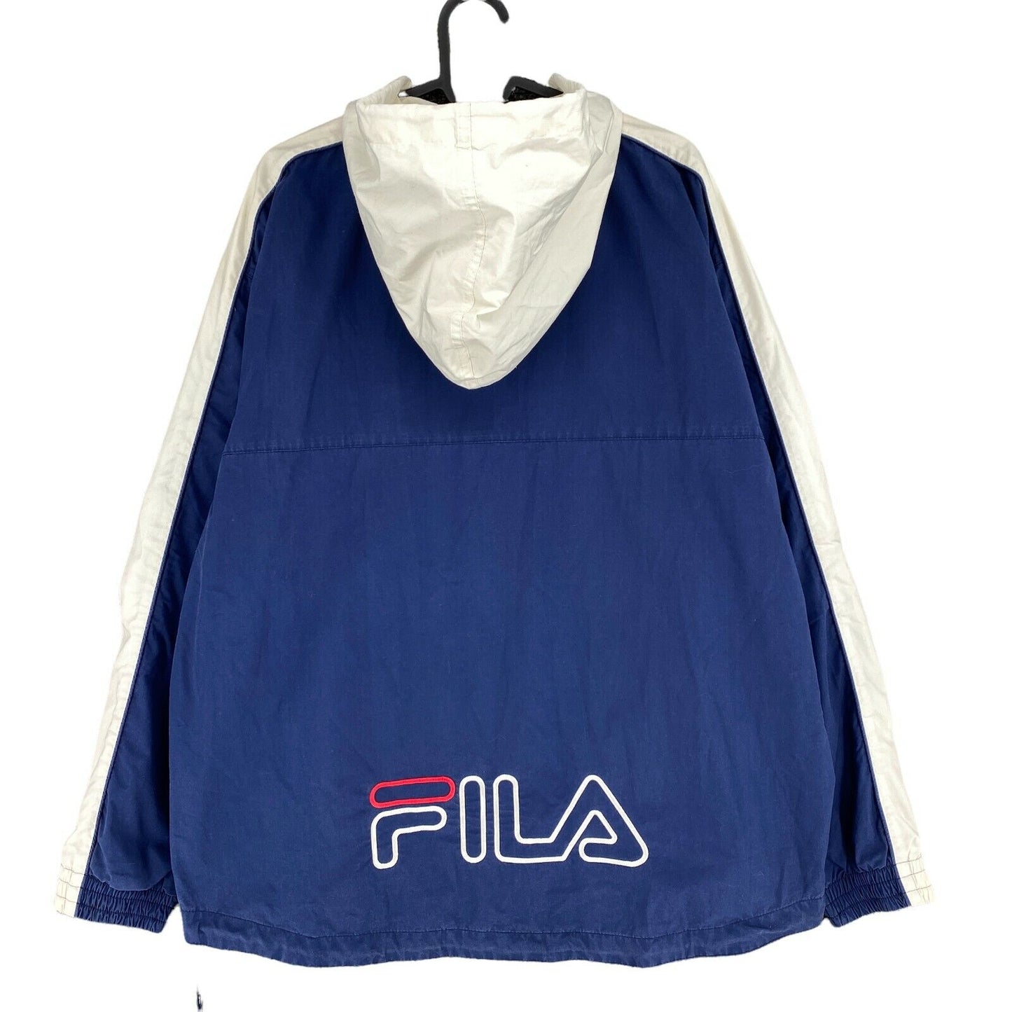 FILA Vintage Retro Navy Blue Cotton Blend Hooded Jacket Size M