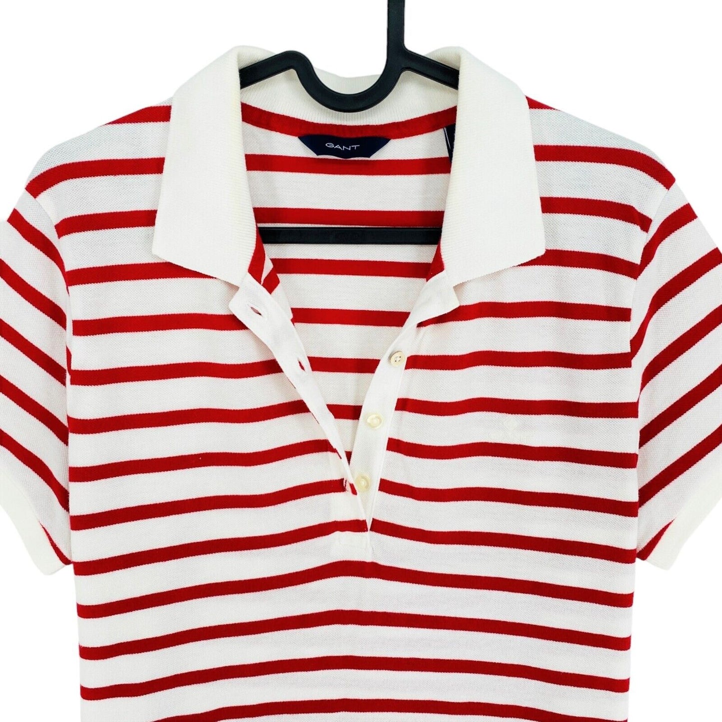 GANT Red Striped Pique Polo Shirt Size L