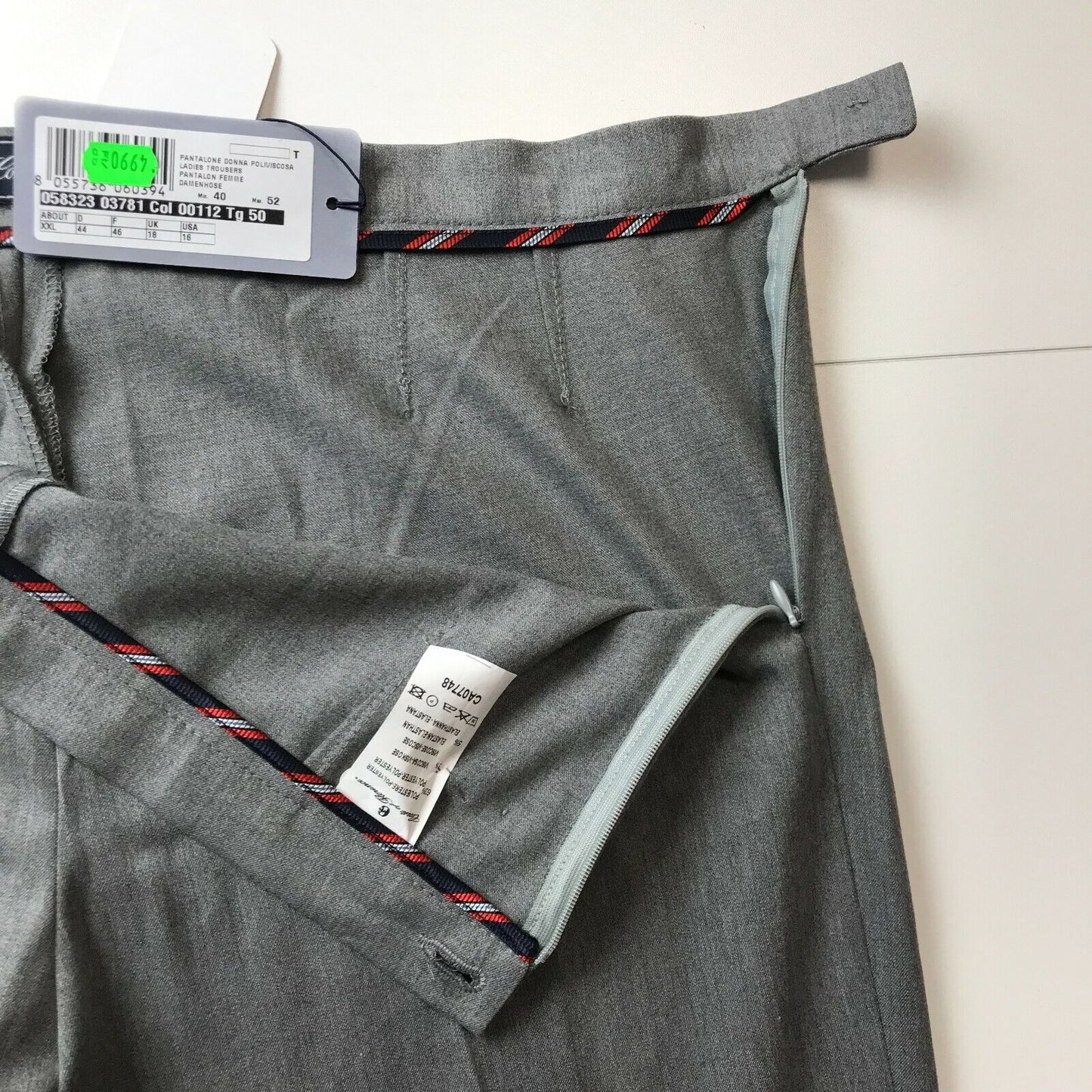 Conte of Florence Women Grey Regular Fit Trousers Size XXL / EU 44 / UK 18