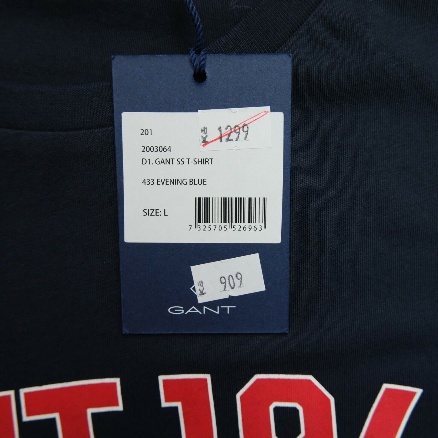 GANT T-shirt à col rond avec logo bleu taille L