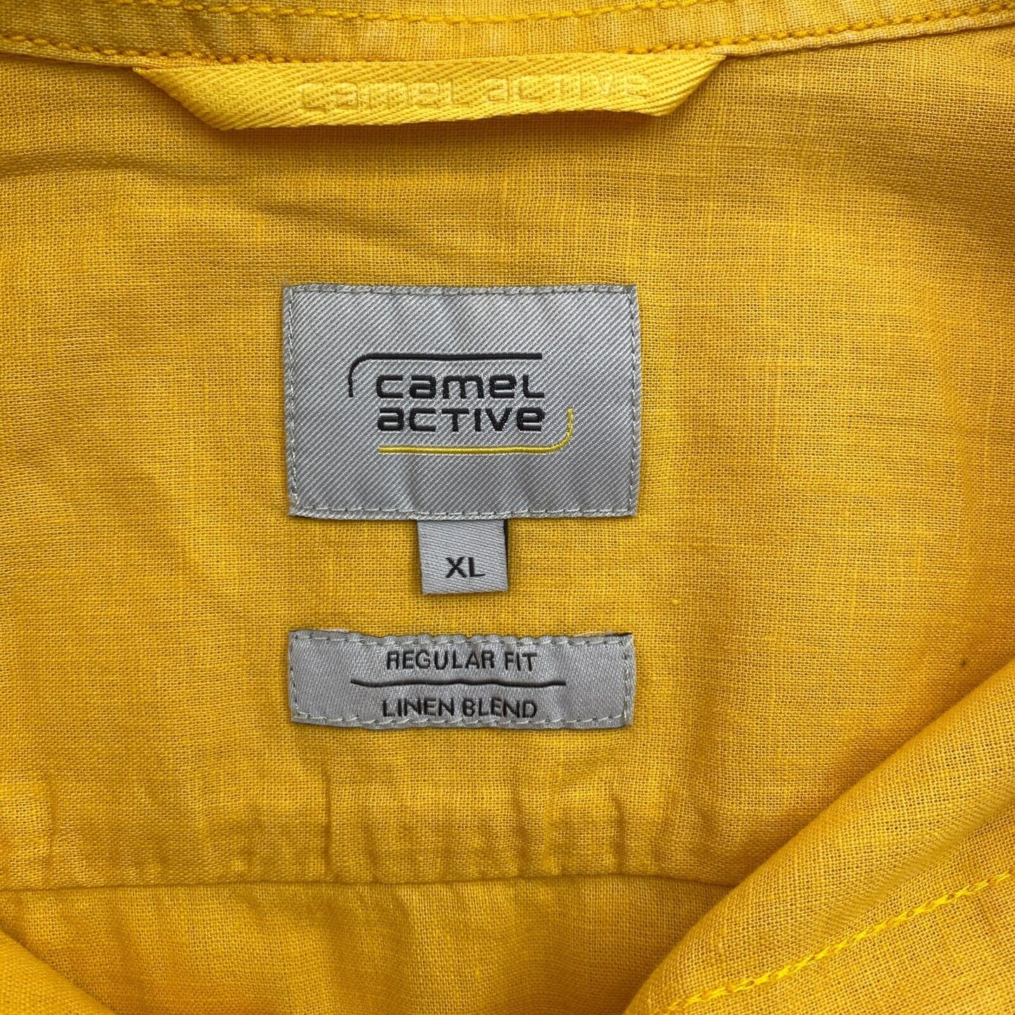 CAMEL ACTIVE Men Yellow Linen Blend Regular Fit Short Sleeves Shirt Size XL