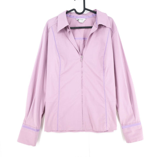 PERSONA Pink Full Zip V Neck Shirt Size EUR 48 UK 20 US 18