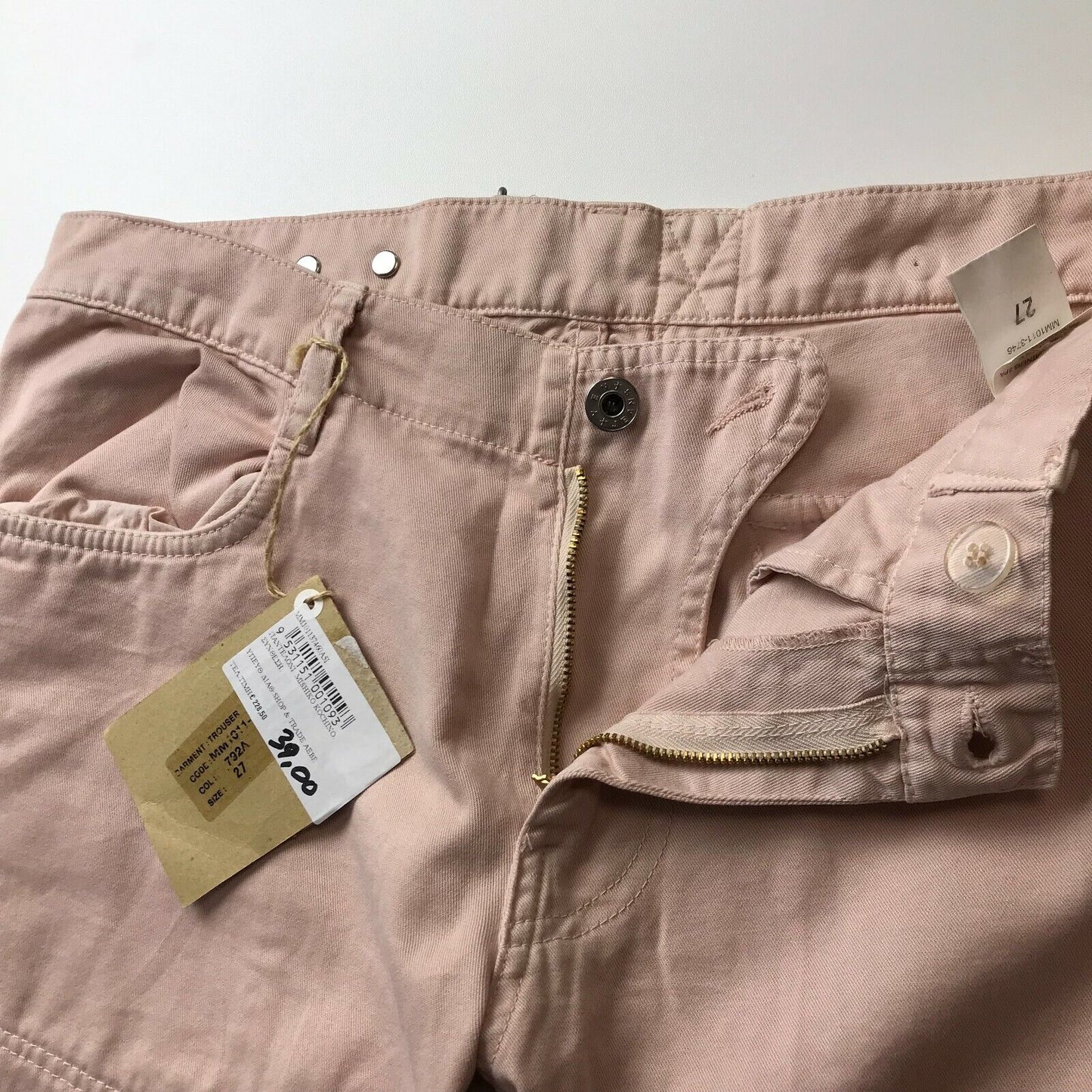 YEN Women Pink Loose Fit Capri Trousers Size 27 Made In Italy