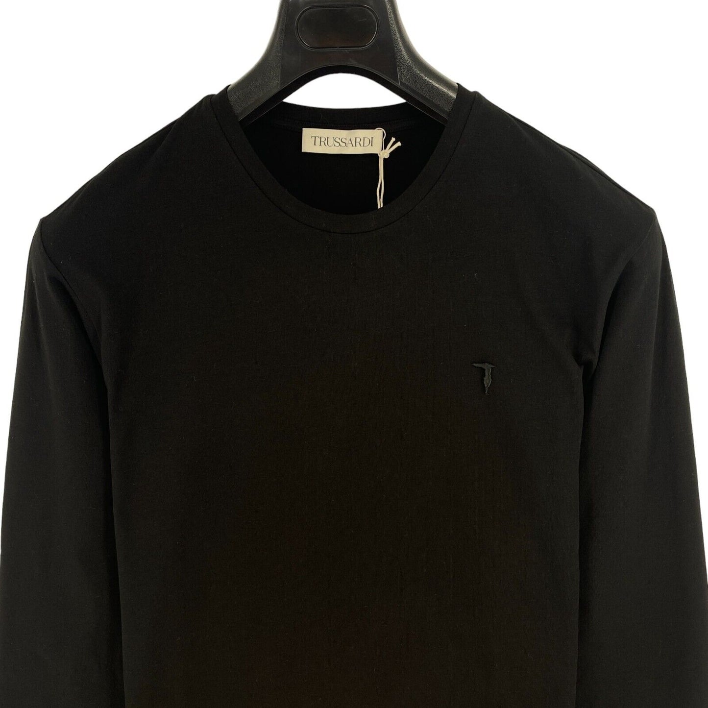 TRUSSARDI Men Black Stretch Long Sleeves Crew Neck T-Shirt Size 2XL XXL