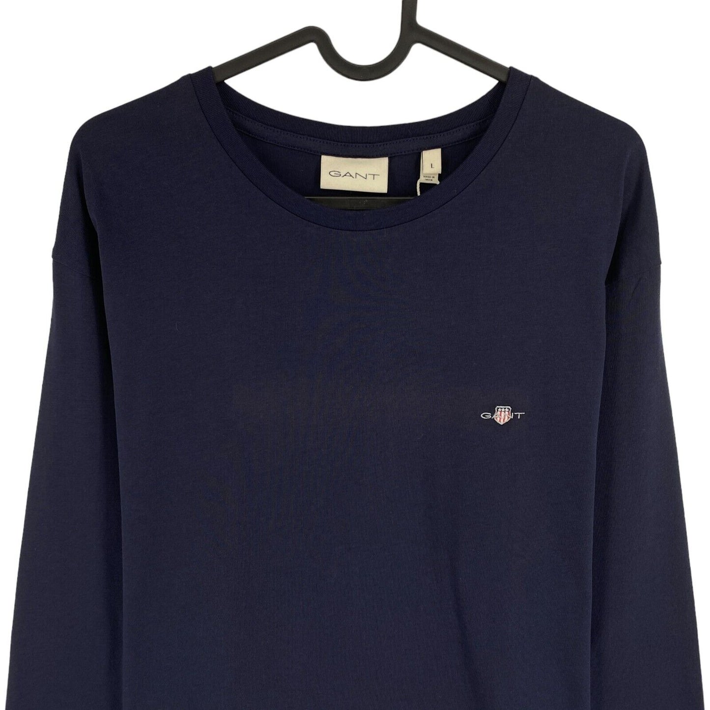 GANT Navy Blue Regular Shield Long Sleeves Crew Neck T Shirt Size L