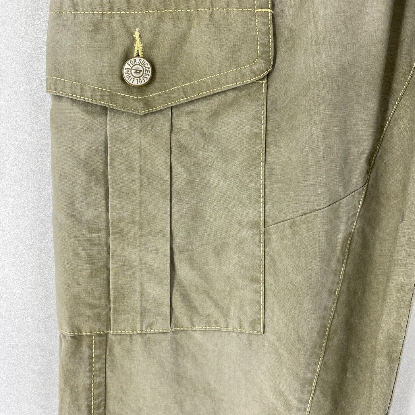 DIESEL URSULA Khaki Green Regular Straight Fit Cuffed Cargo Trousers Size EUR 40