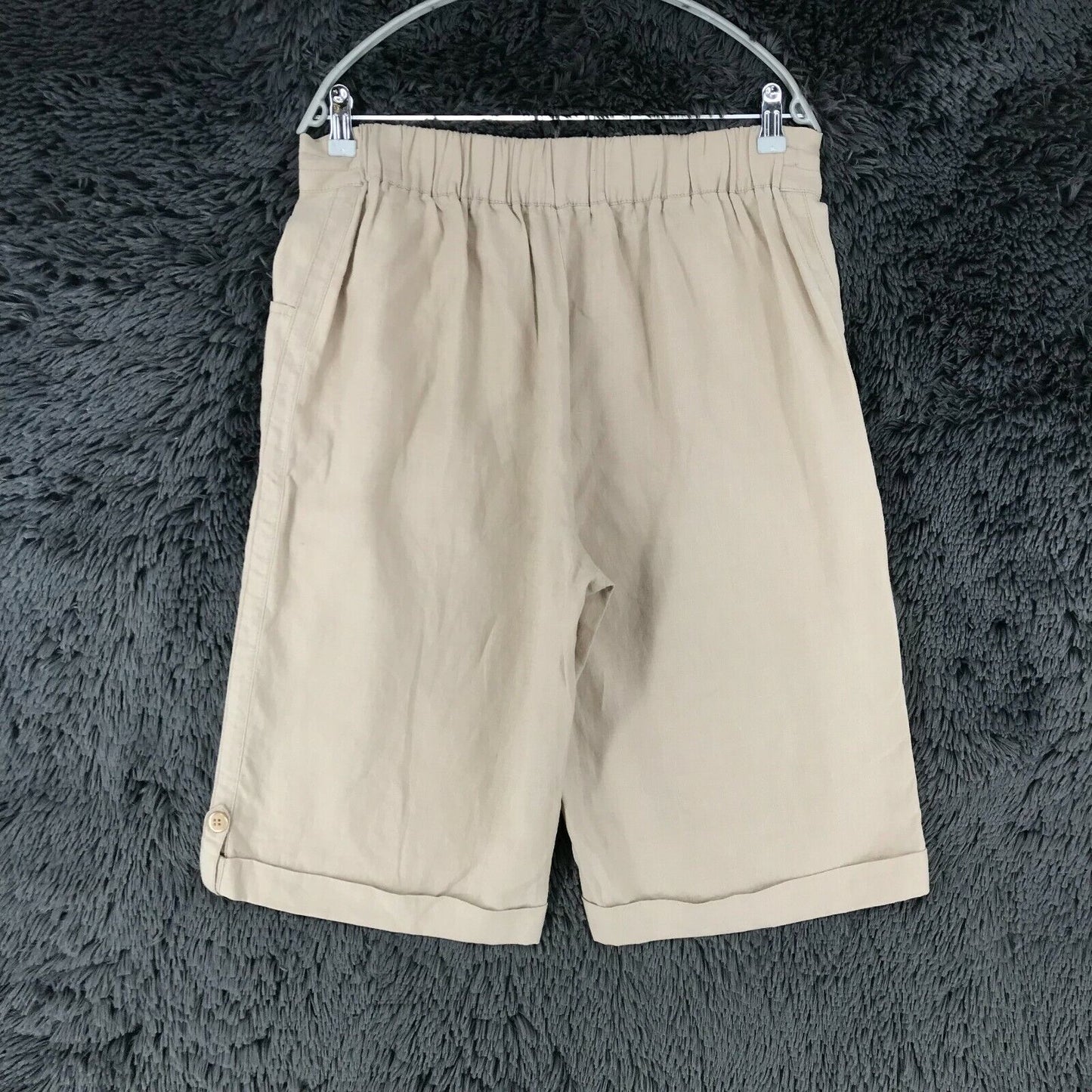 PERSONA Marron Femme Coupe Régulière Lin Longueur Genou Short Taille 21 W33