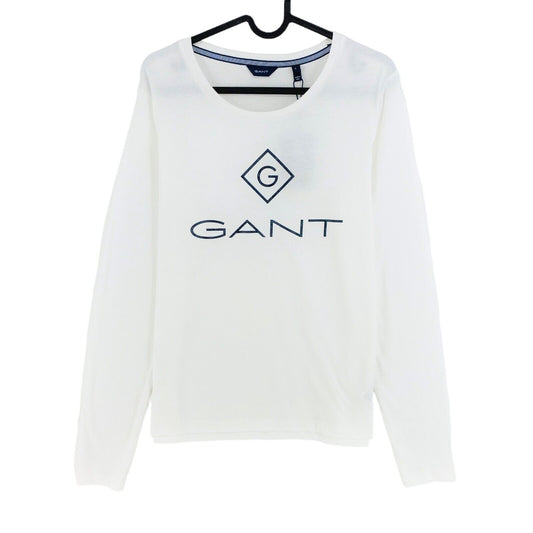 GANT White Lock Up Crew Neck  Long Sleeve T Shirt Size L